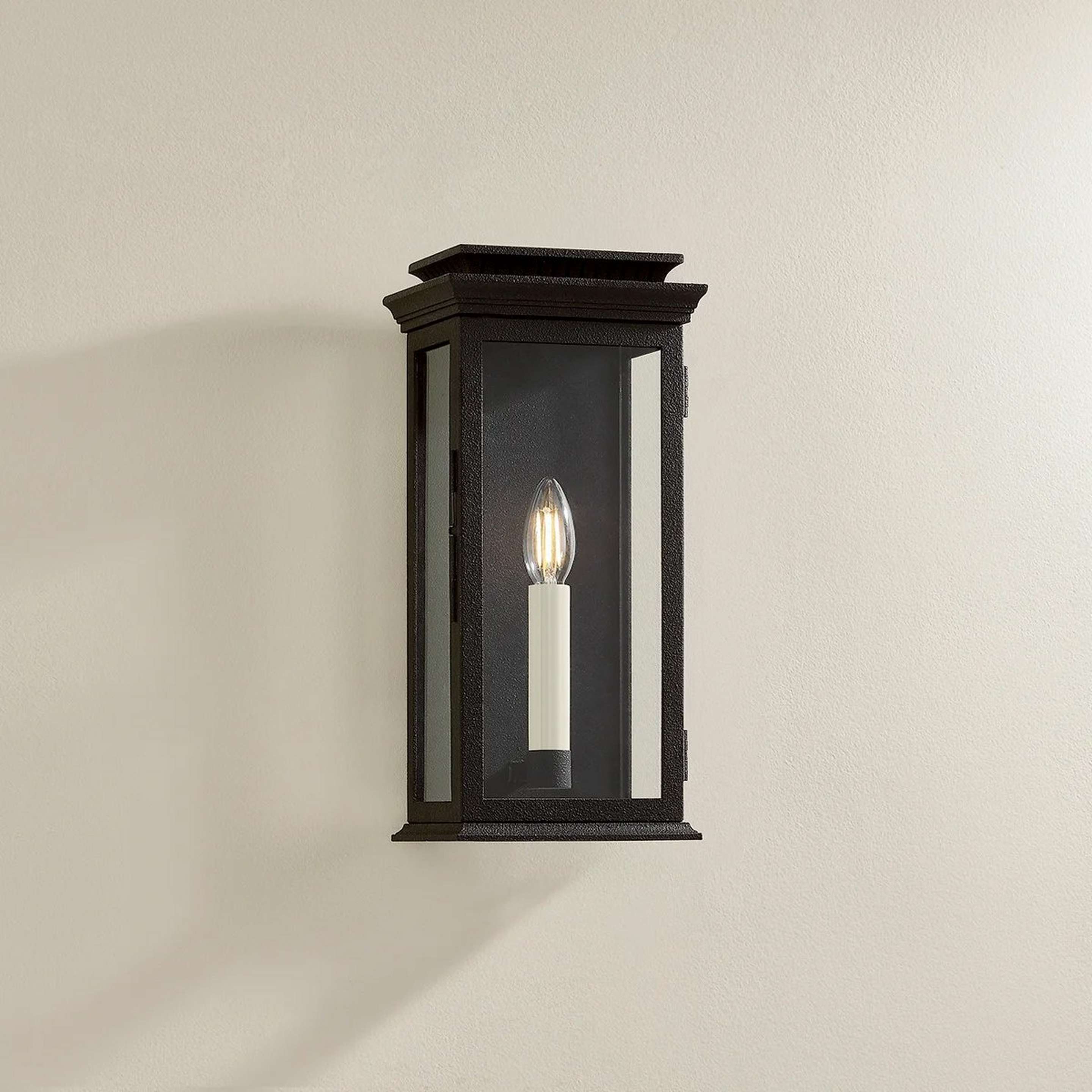 A Lyle Outdoor Sconce - 1 Light with Iron / Beige color