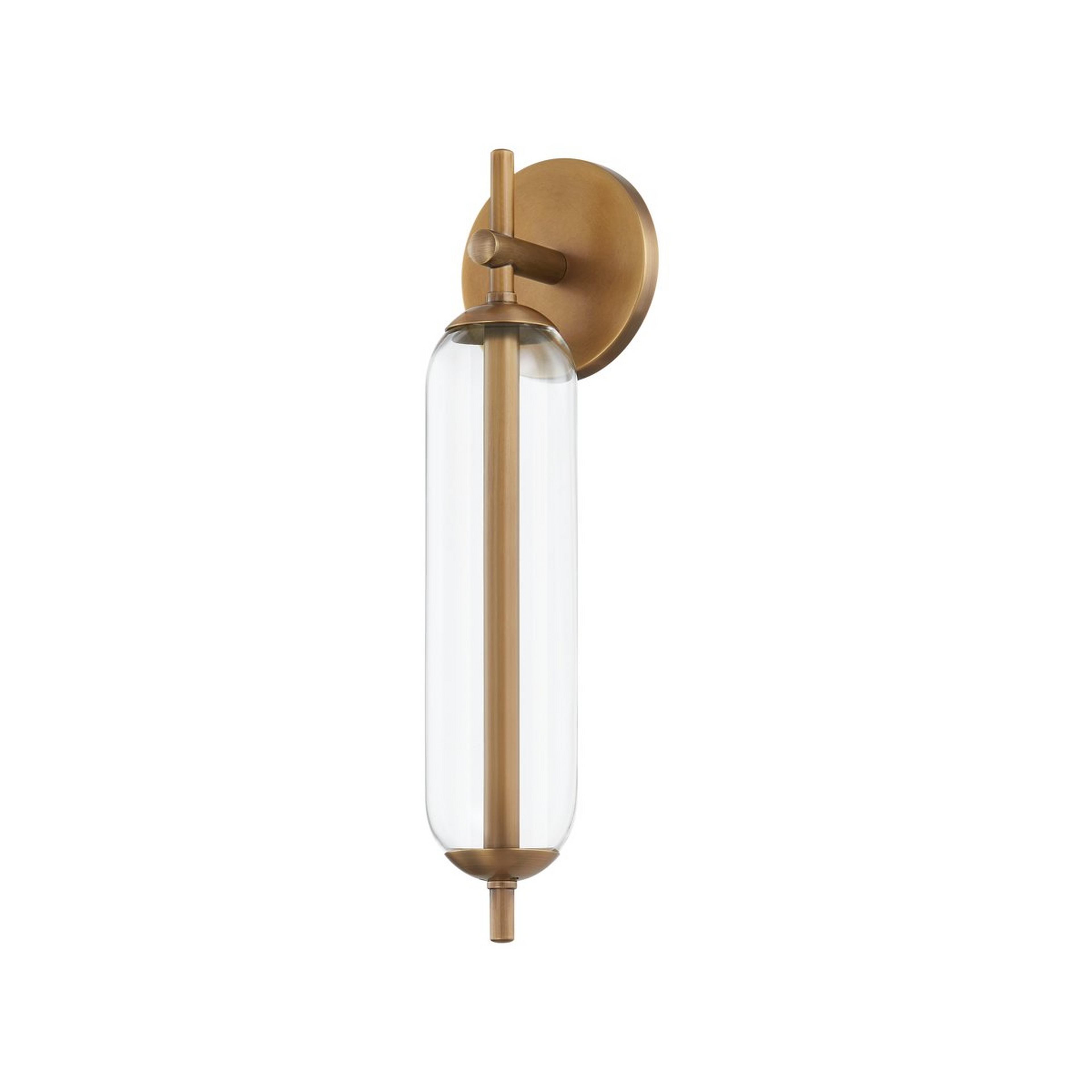 A Photinia Outdoor LED Sconce - 17" with Brass / Clear Glass color