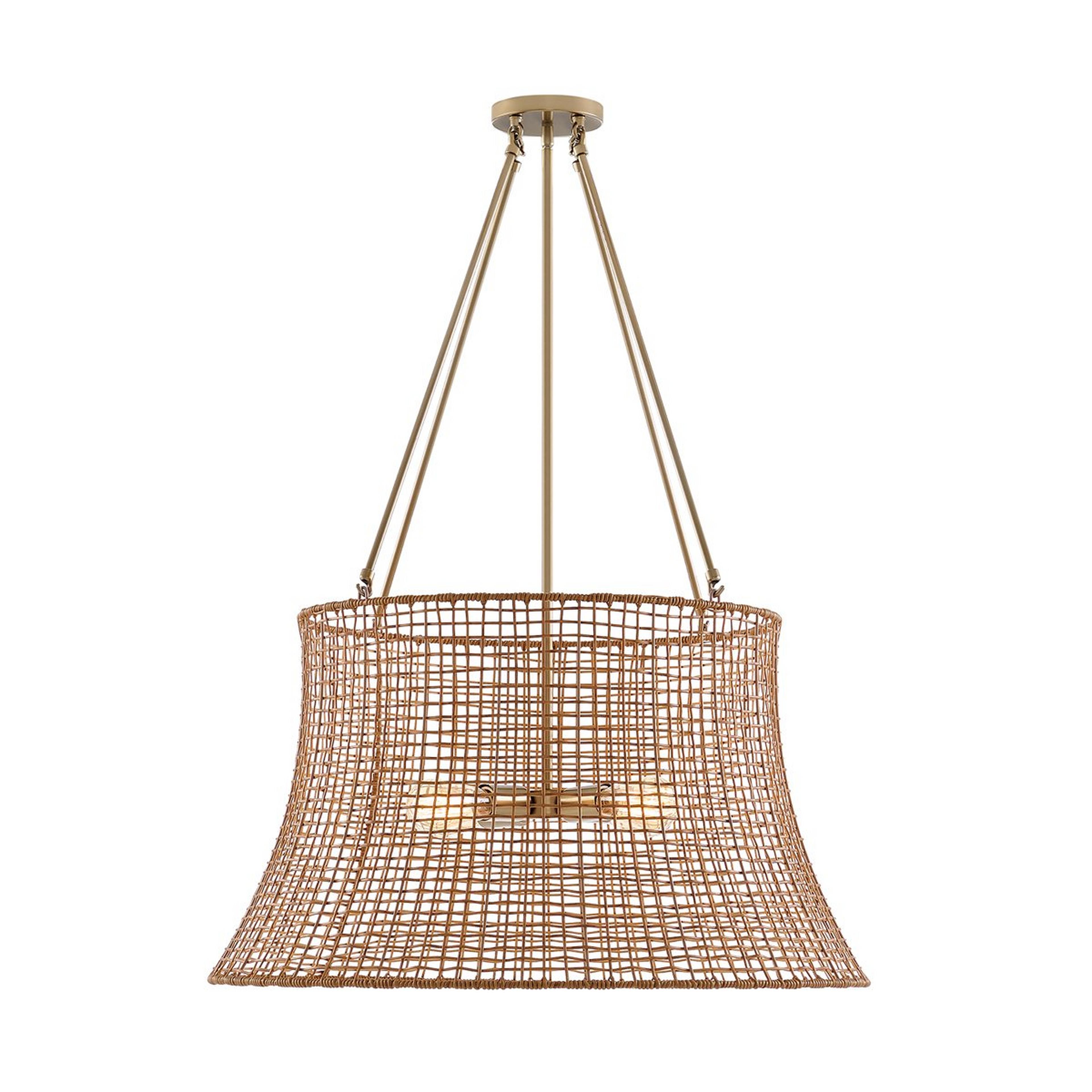 A Christelle Outdoor Lantern with Burnished Brass / Natural Rattan color