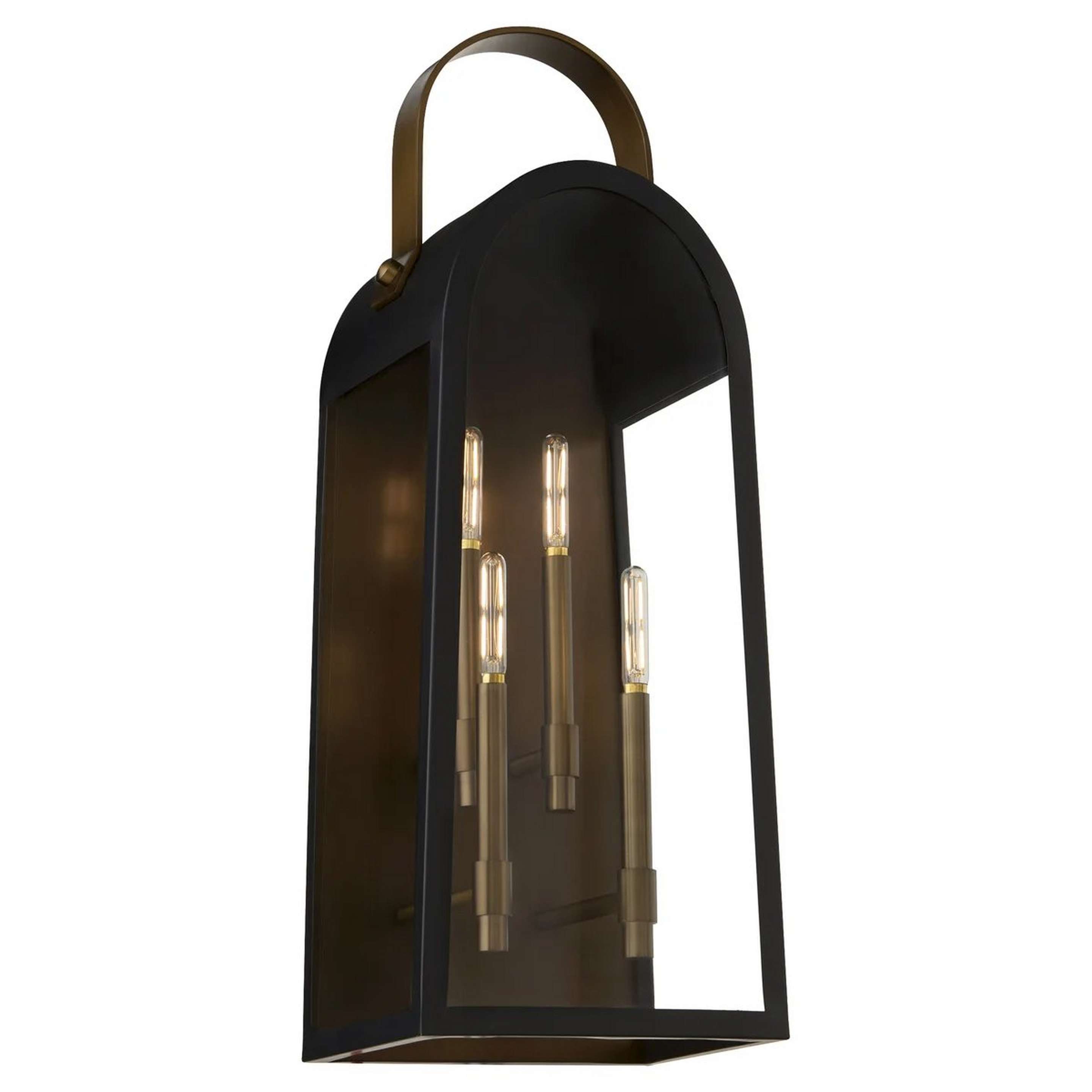 A Heilyn Outdoor Sconce - 4 Light with Matte Black / Cooper color