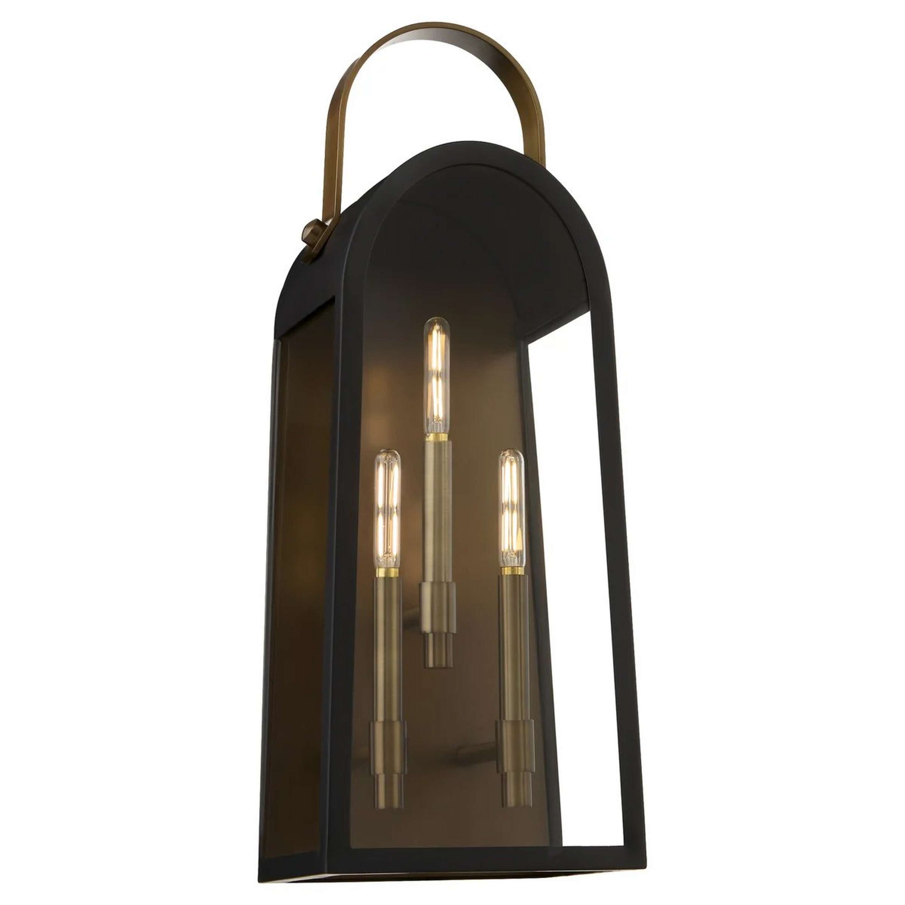 A Heilyn Outdoor Sconce - 3 Light with Matte Black / Cooper color
