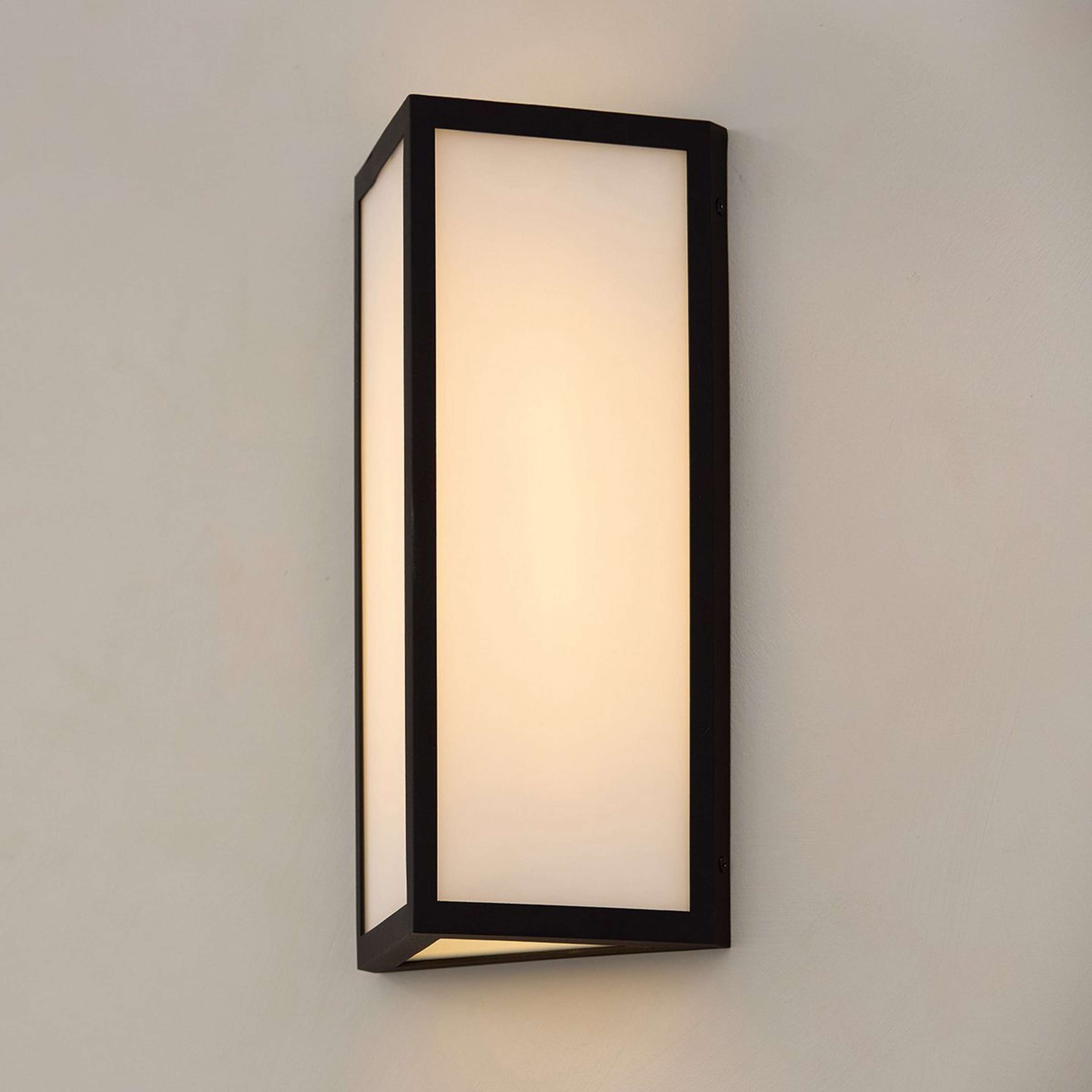 A Parkman LED Outdoor Sconce - Small with Black / Opal Glass color