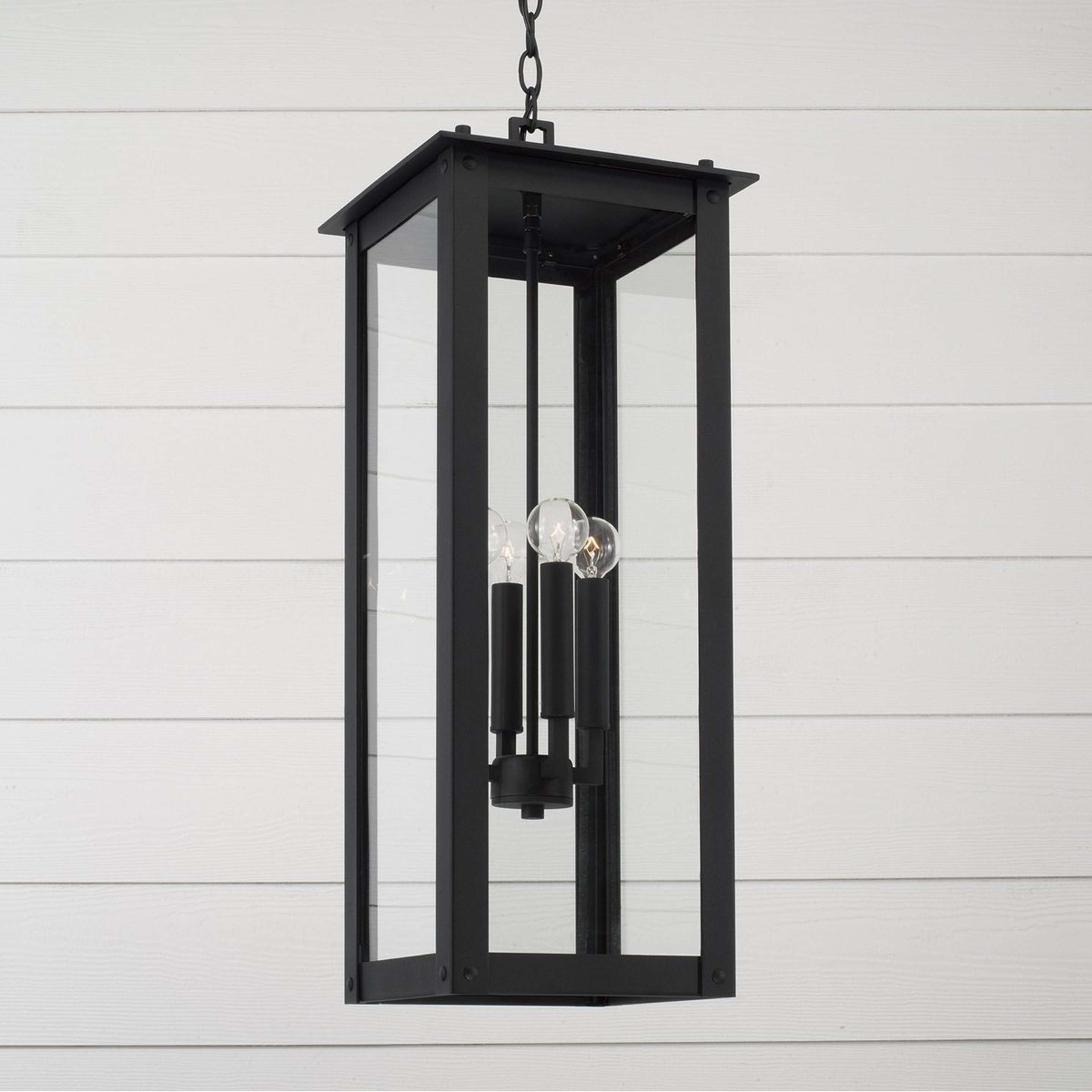A Classic Wistar Outdoor Lantern with Black / Clear Glass color