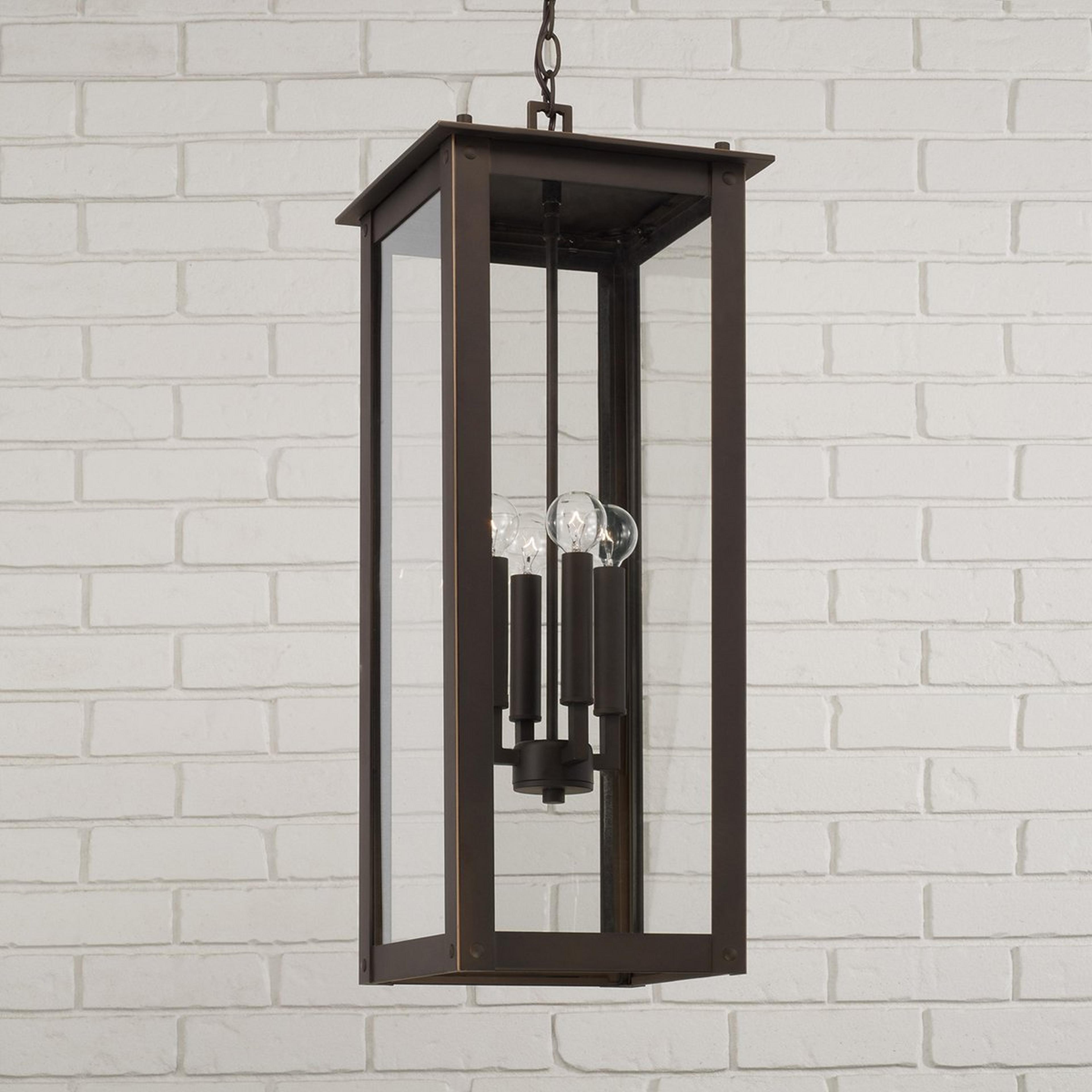 A Classic Wistar Outdoor Lantern with Oiled Bronze / Clear Glass color