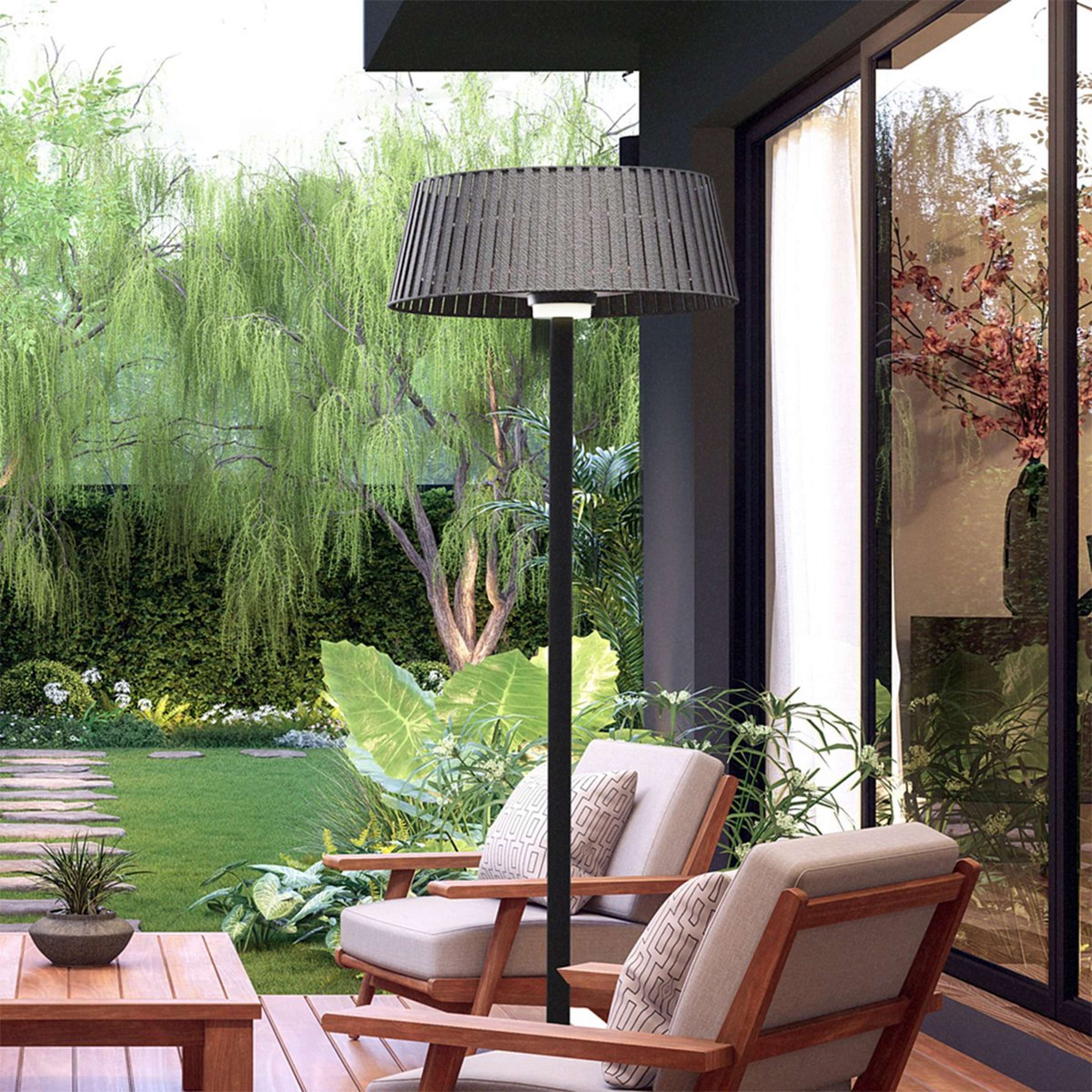 A Endira LED Outdoor Heater Floor Lamp with Black / Gray color