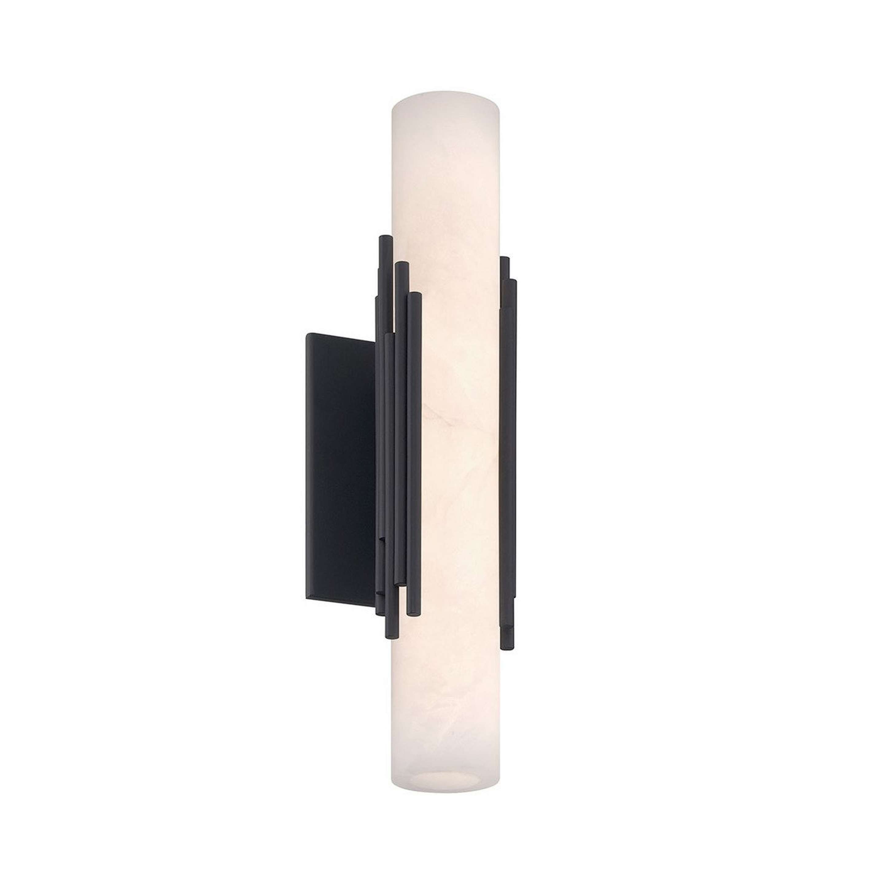 A Keystone LED Outdoor Sconce - 16" with Bronze / Natural Alabaster color