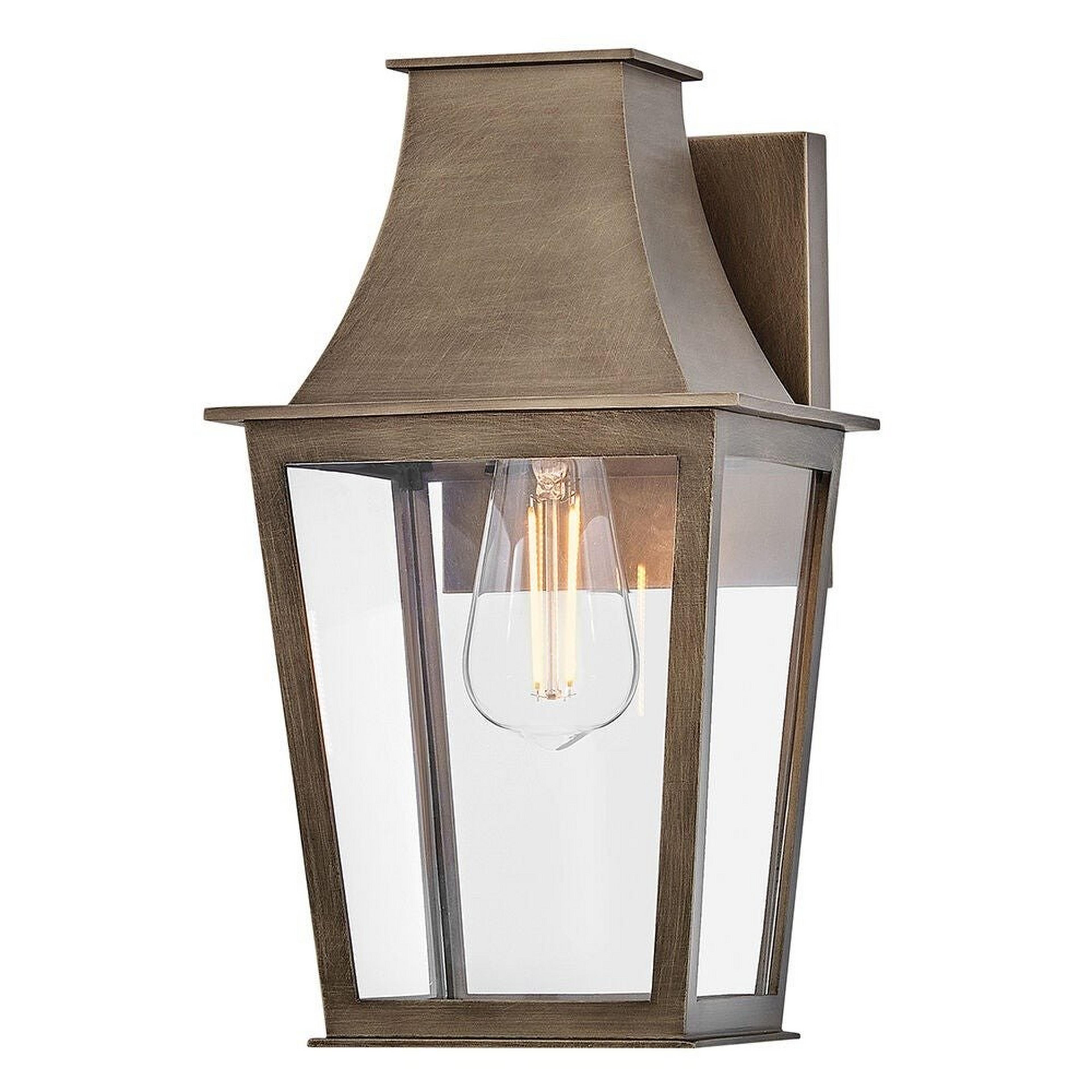 A Sarasota Outdoor Sconce - Small with Bronze / Clear Glass color