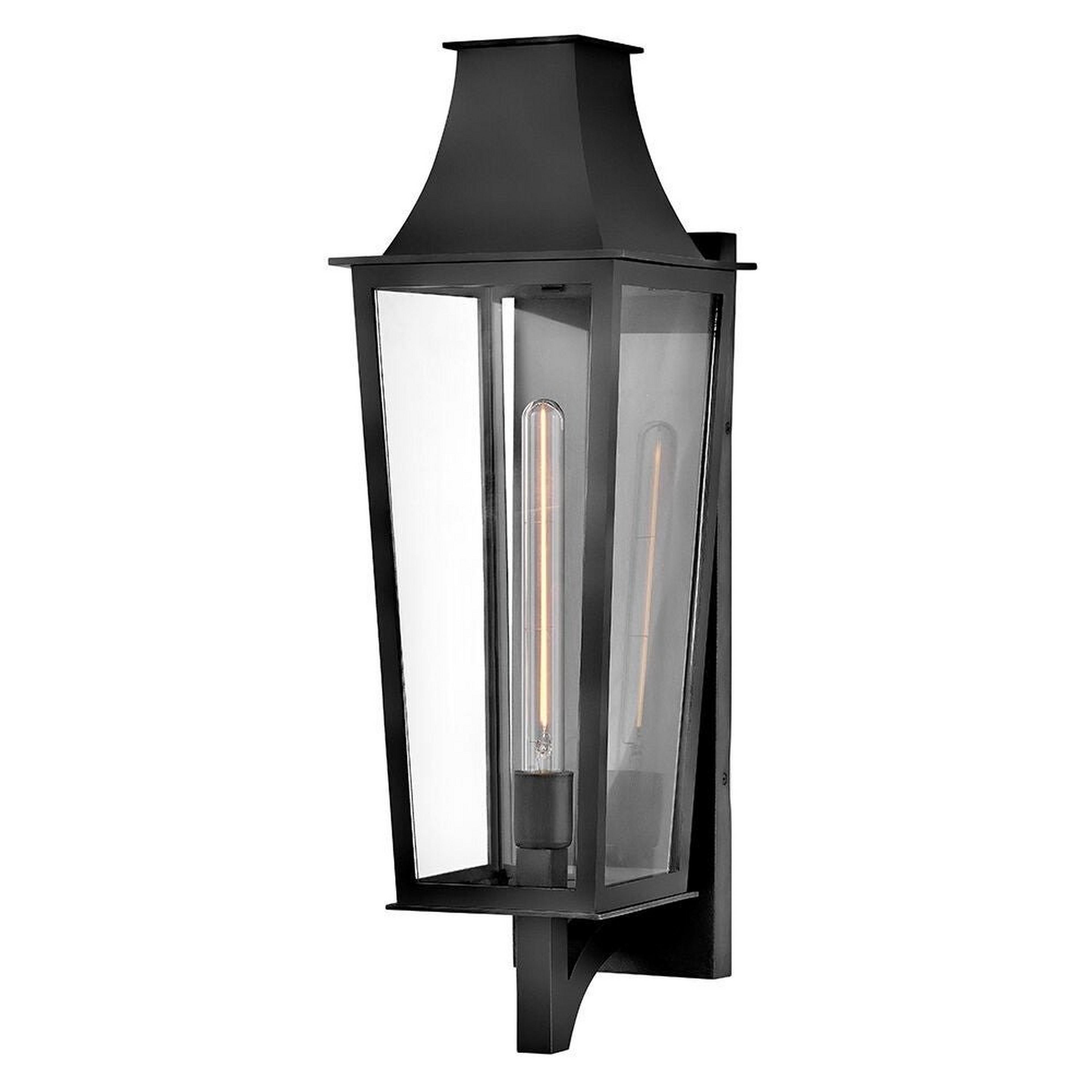 A Sarasota Outdoor Sconce - Large with Black / Clear Glass color