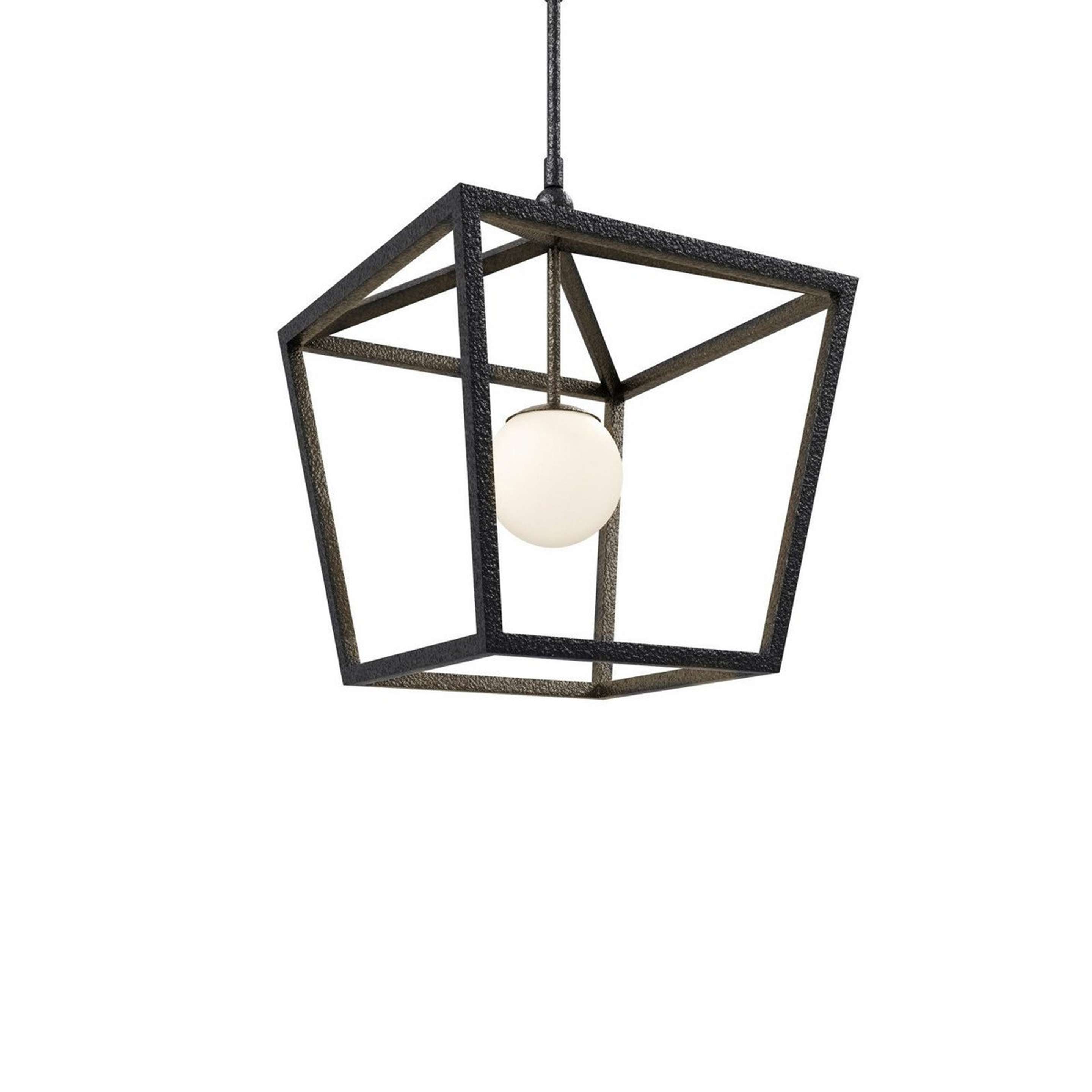A Kingsford Outdoor Lantern - Small with Black Iron / Opal Glass color
