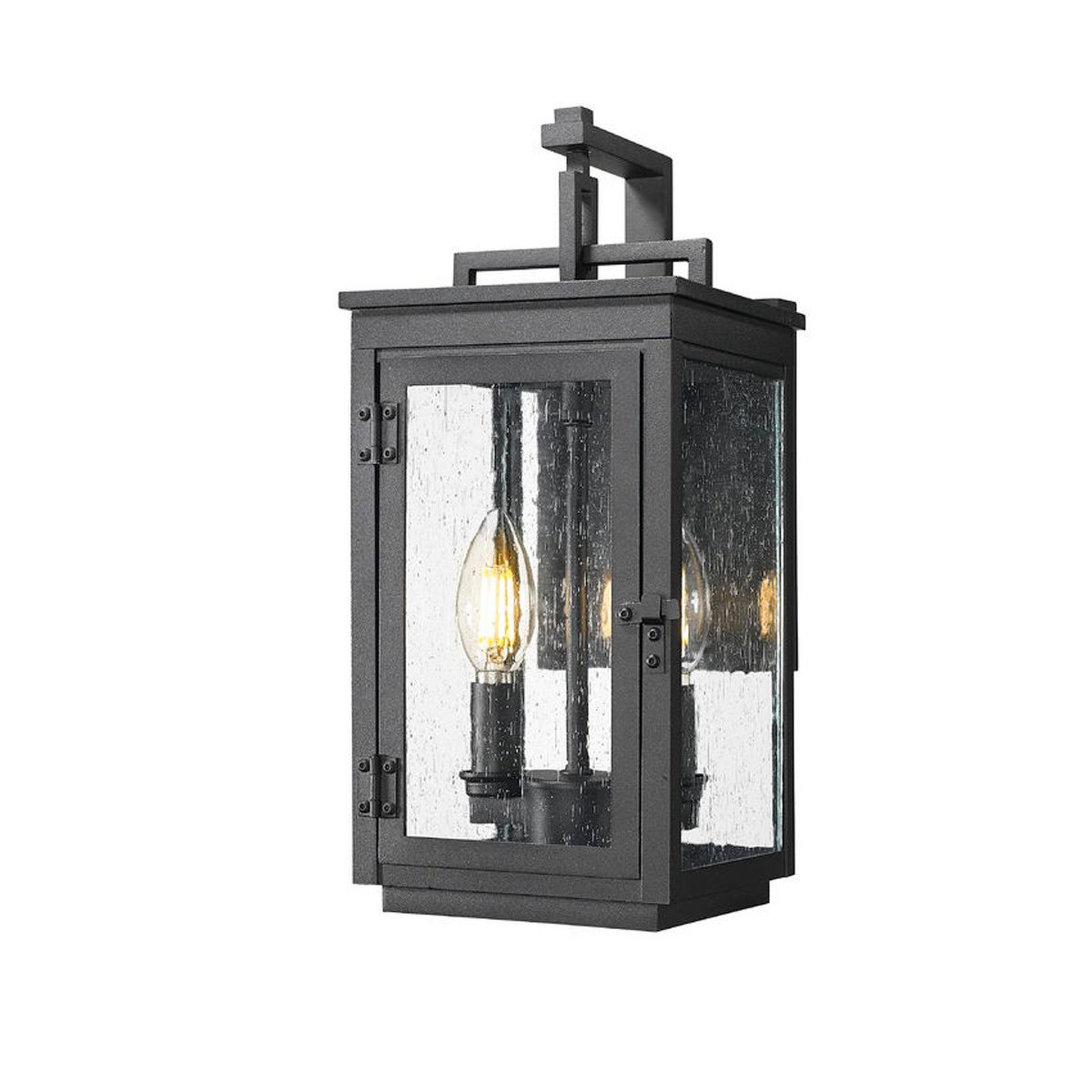 A Ilus Outdoor Sconce - Small with Sand Black / Seedy Glass color