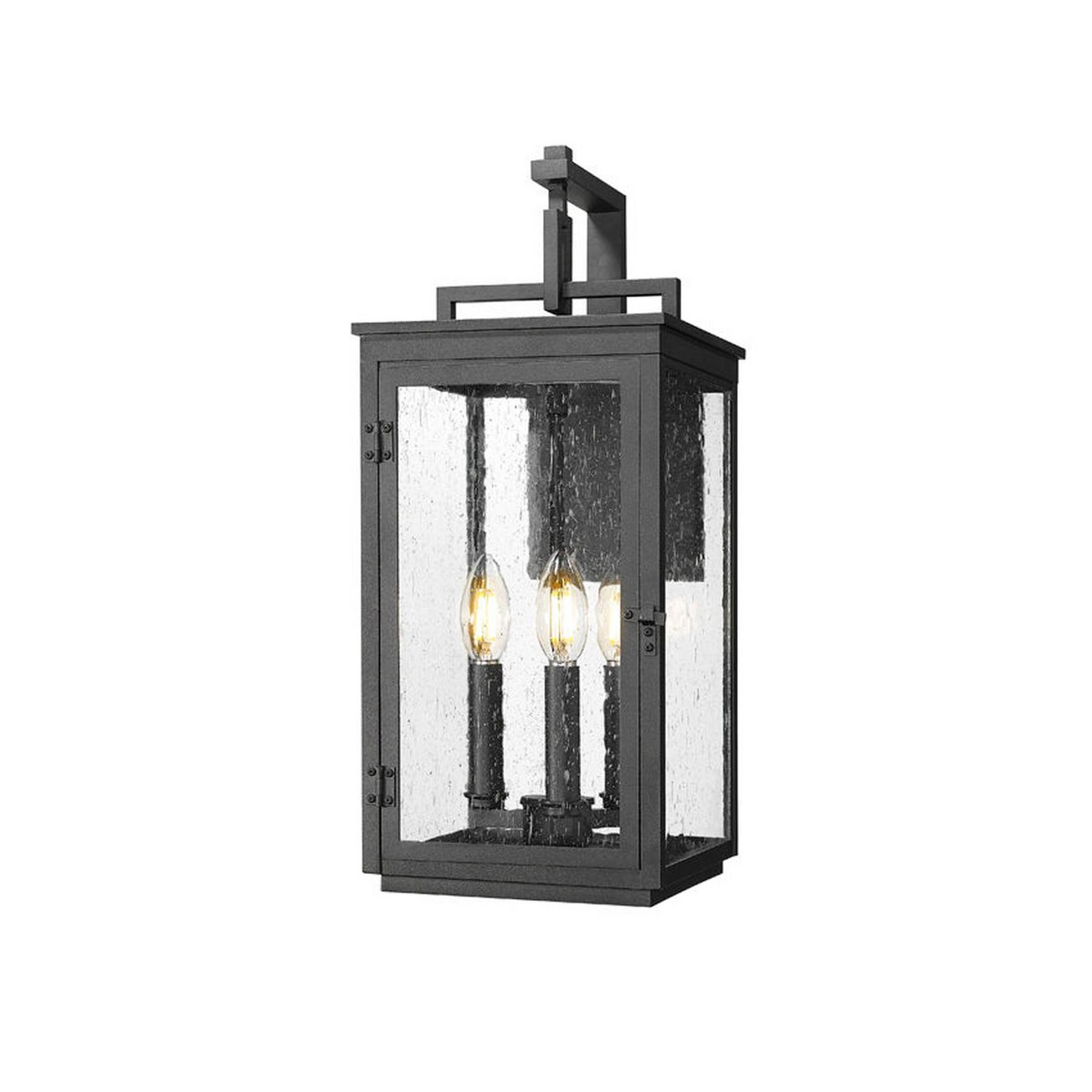 A Ilus Outdoor Sconce - Medium with Sand Black / Seedy Glass color