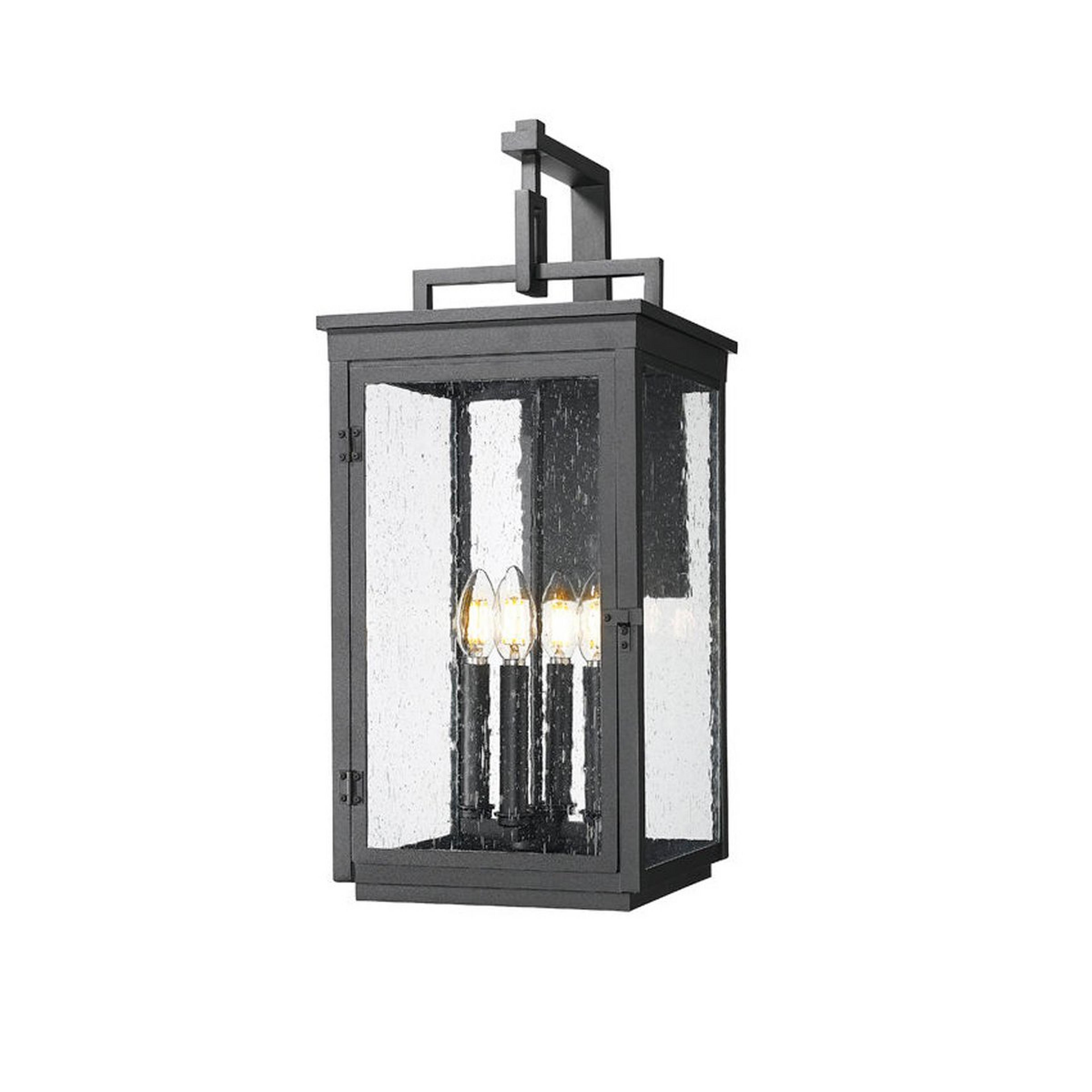 A Ilus Outdoor Sconce - Large with Sand Black / Seedy Glass color