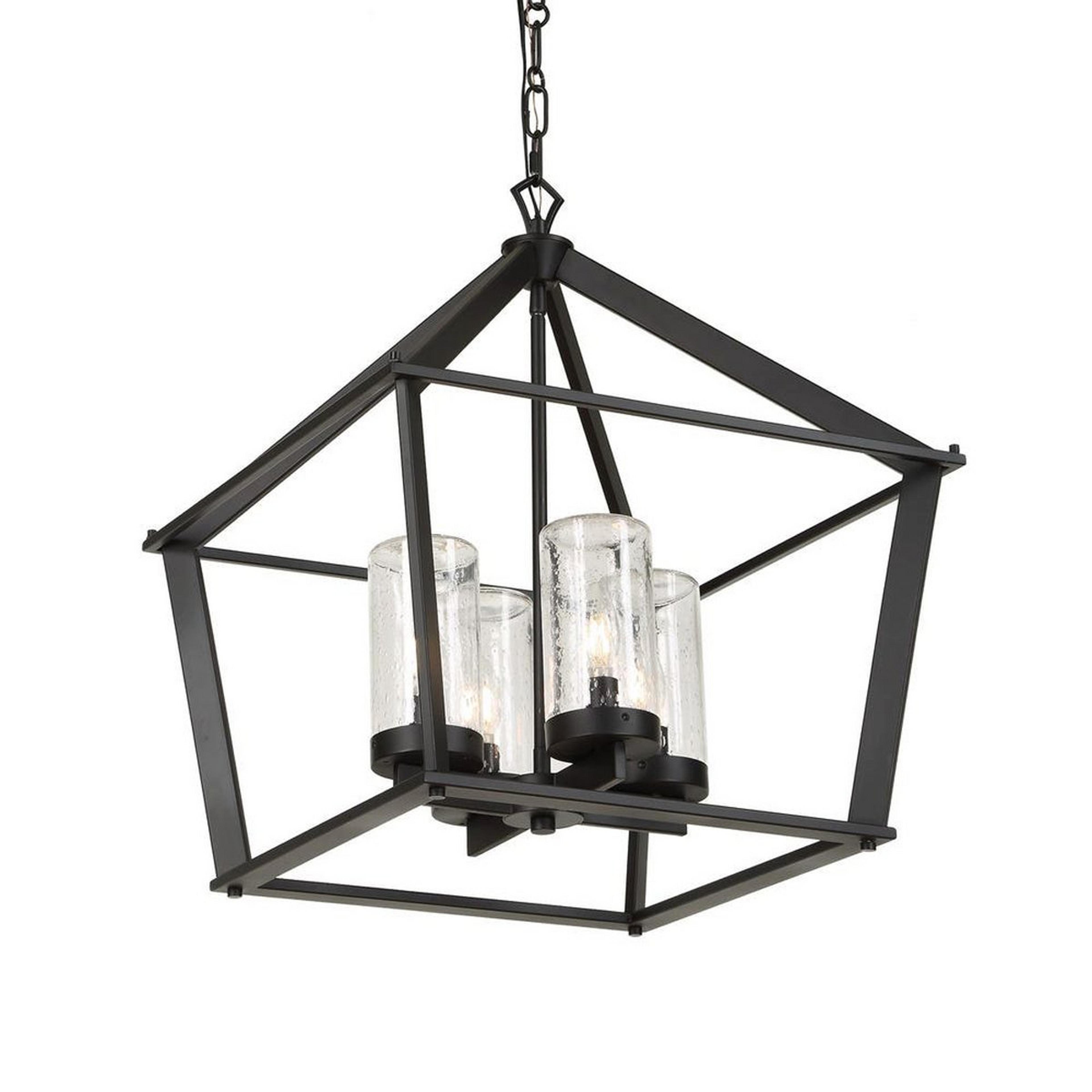 A Montford Indoor / Outdoor Lantern with Black / Clear Seeded Glass color