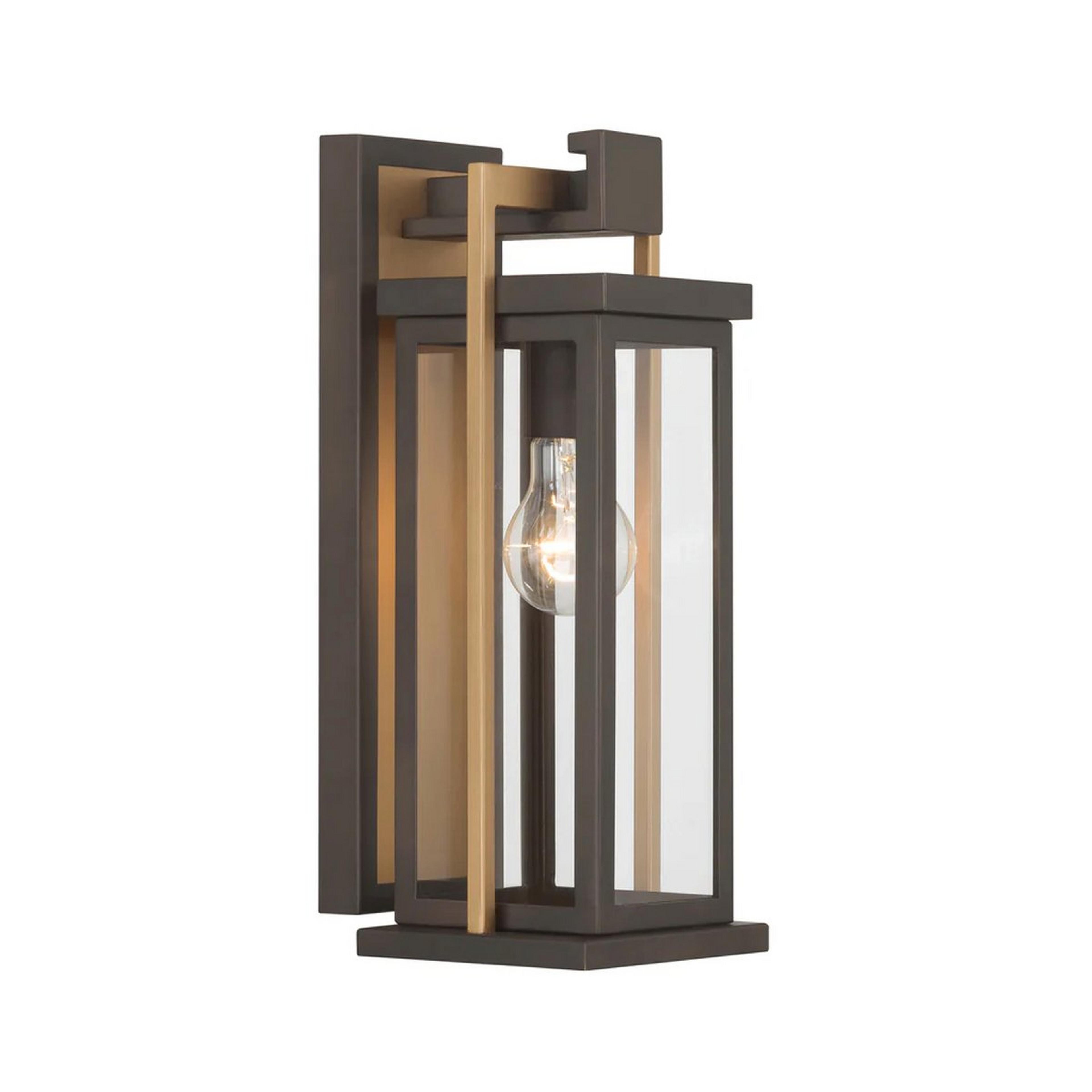 A Laurelbrook Outdoor Sconce - Small with Bronze / Gold / Clear Glass color