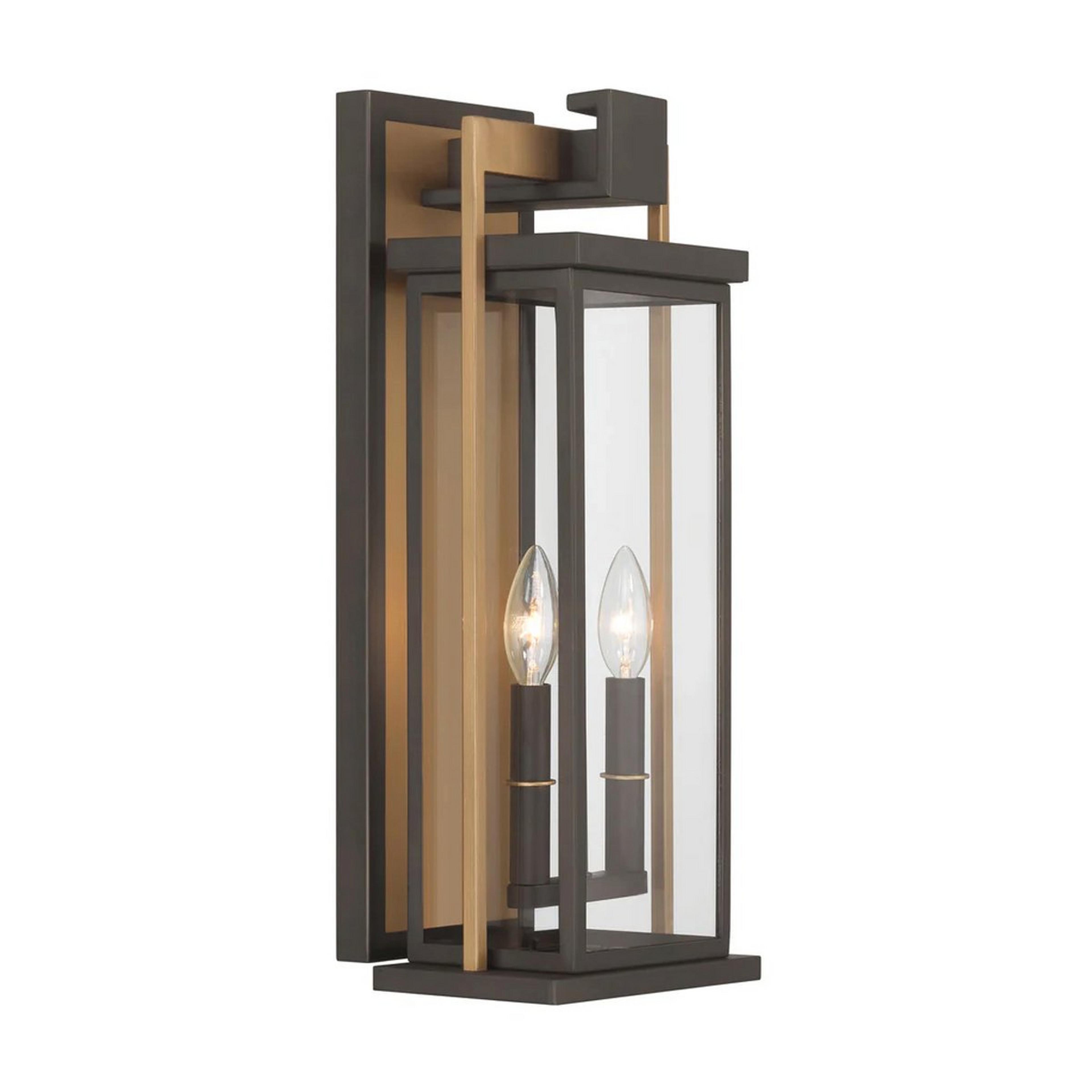 A Laurelbrook Outdoor Sconce - Medium with Bronze / Gold / Clear Glass color