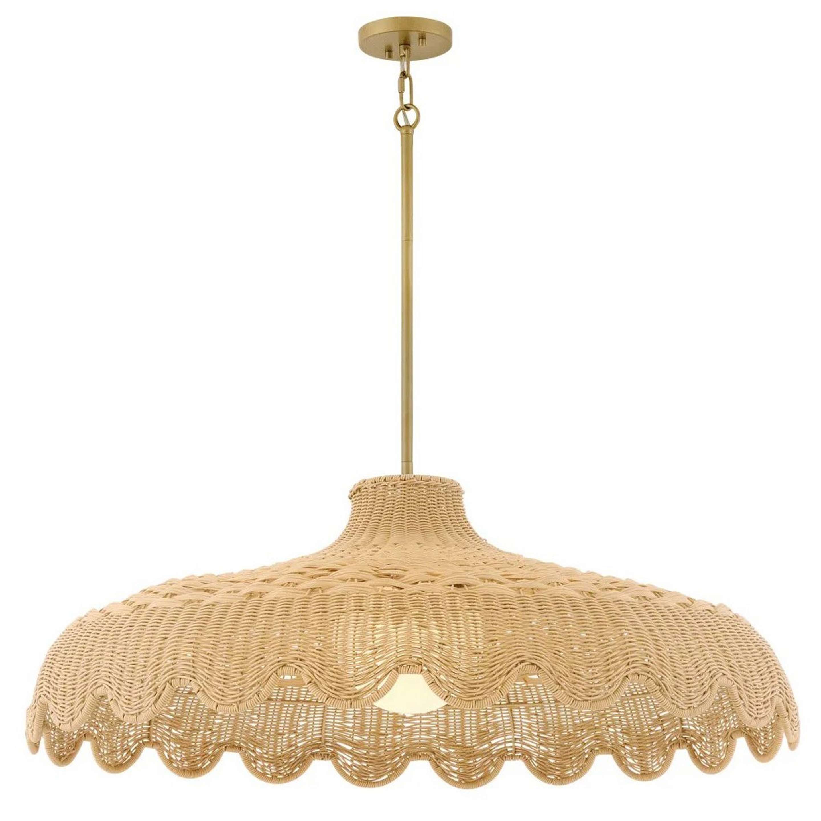 A Elobia Outdoor Pendant with Brass / Natural Rattan color