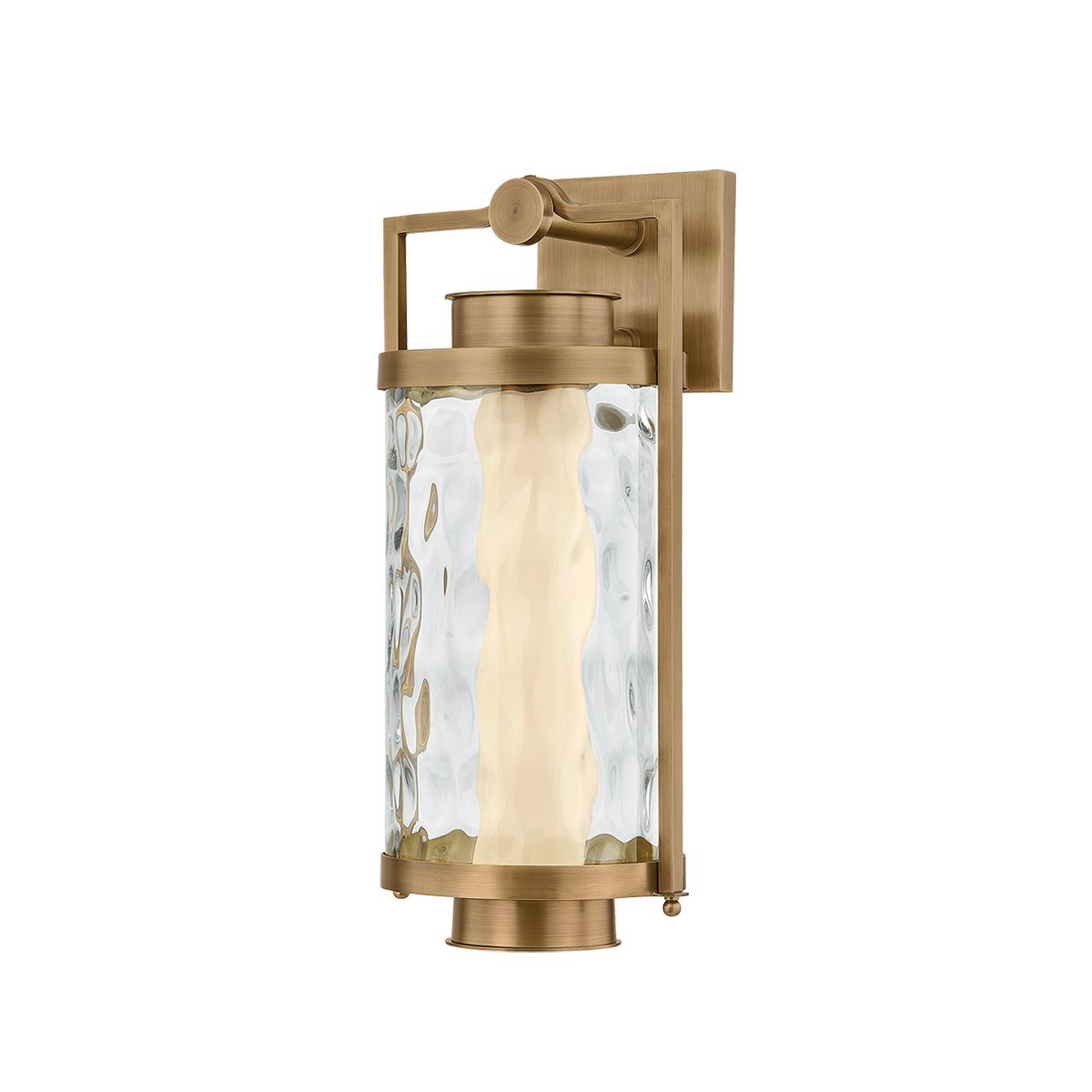 A Mariner LED Outdoor Sconce - Small with Brass / Water Glass color