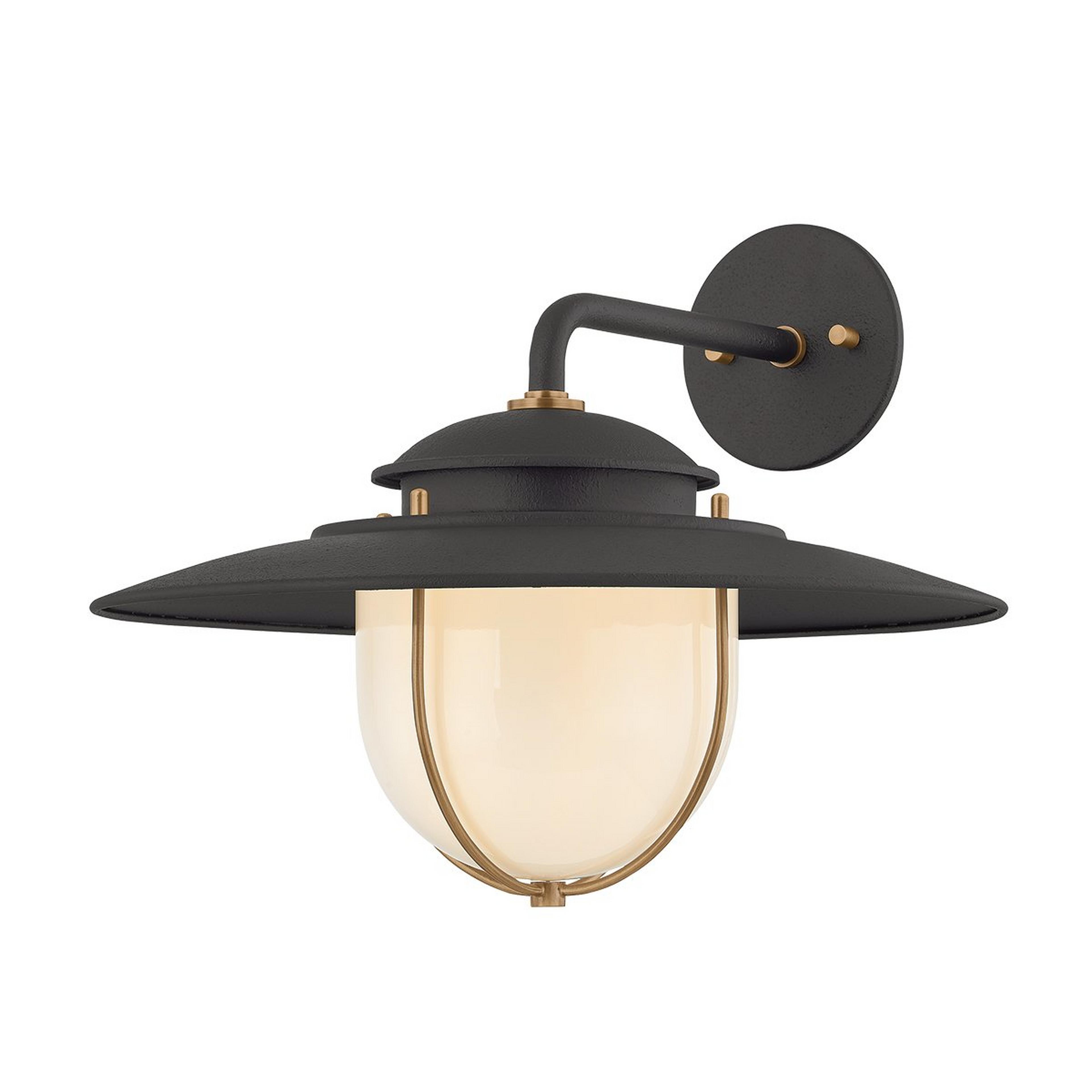 A Whitaker Outdoor Sconce - Large with Iron / Brass / Opal Glass color