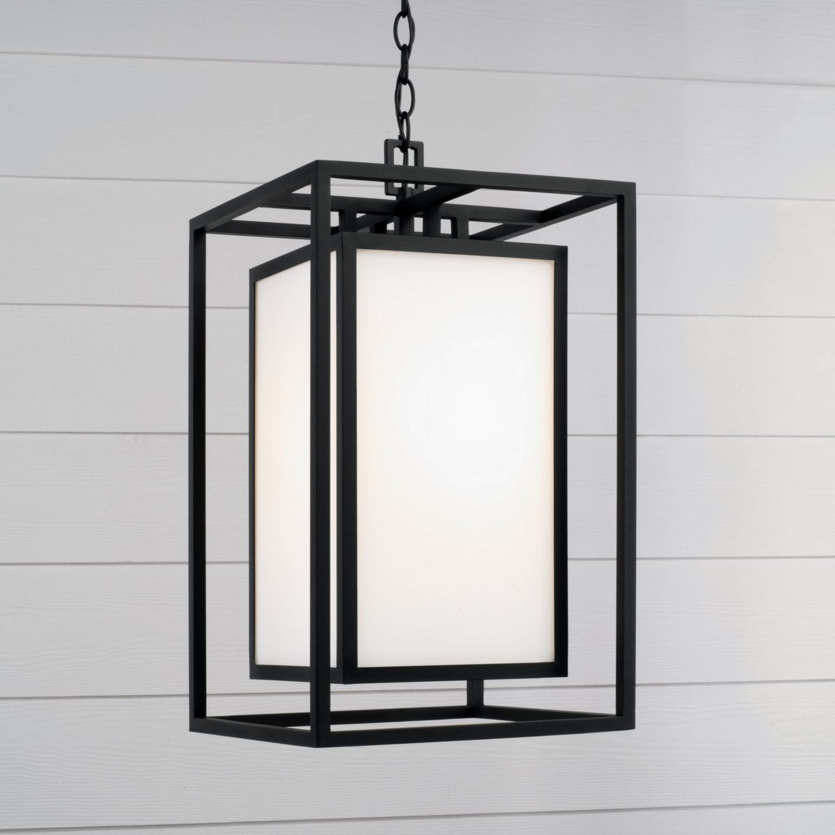 A Hollins Outdoor Lantern with Black / White Glass color