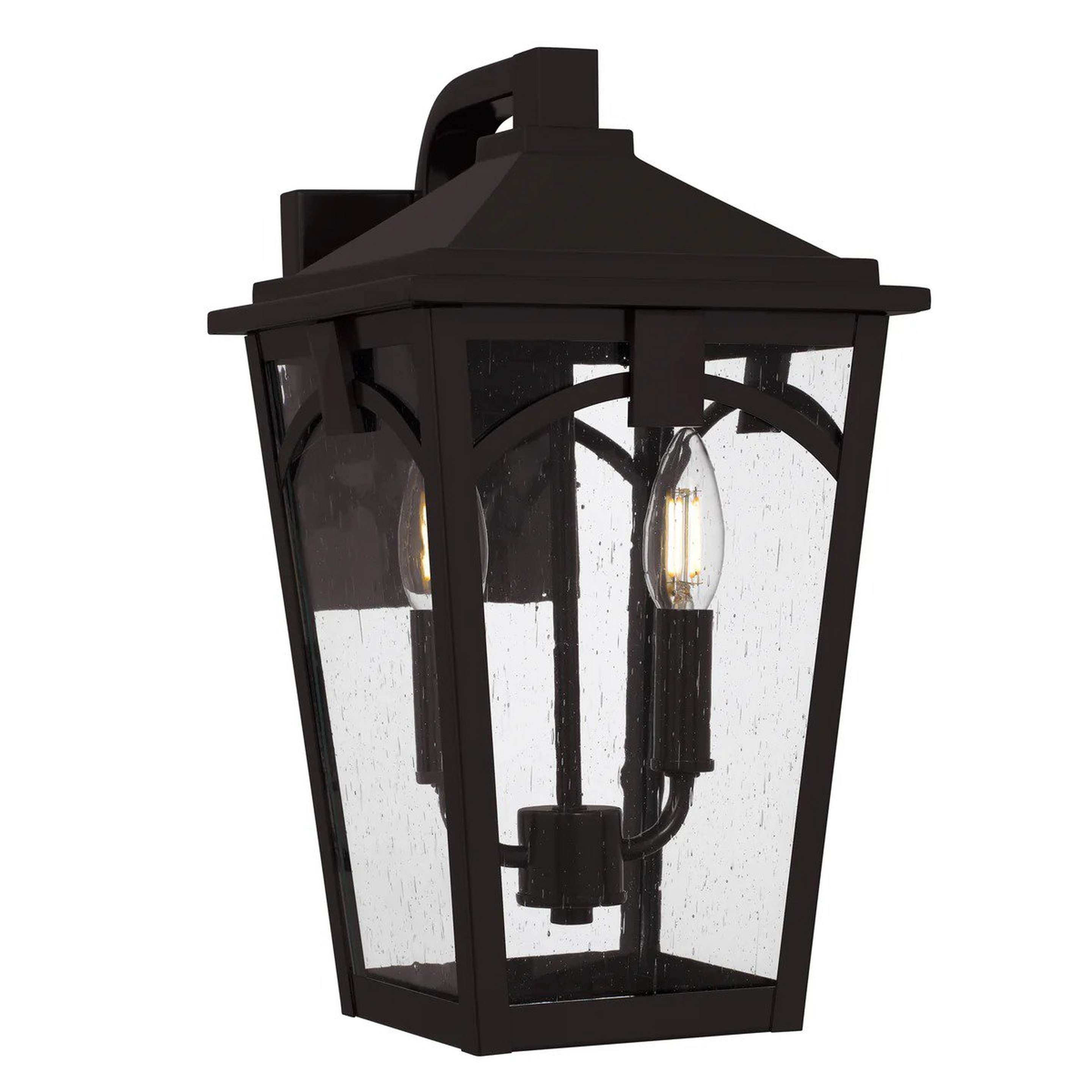 A Asilomar Outdoor Sconce - Large with Dark Bronze / Clear Seeded Glass color