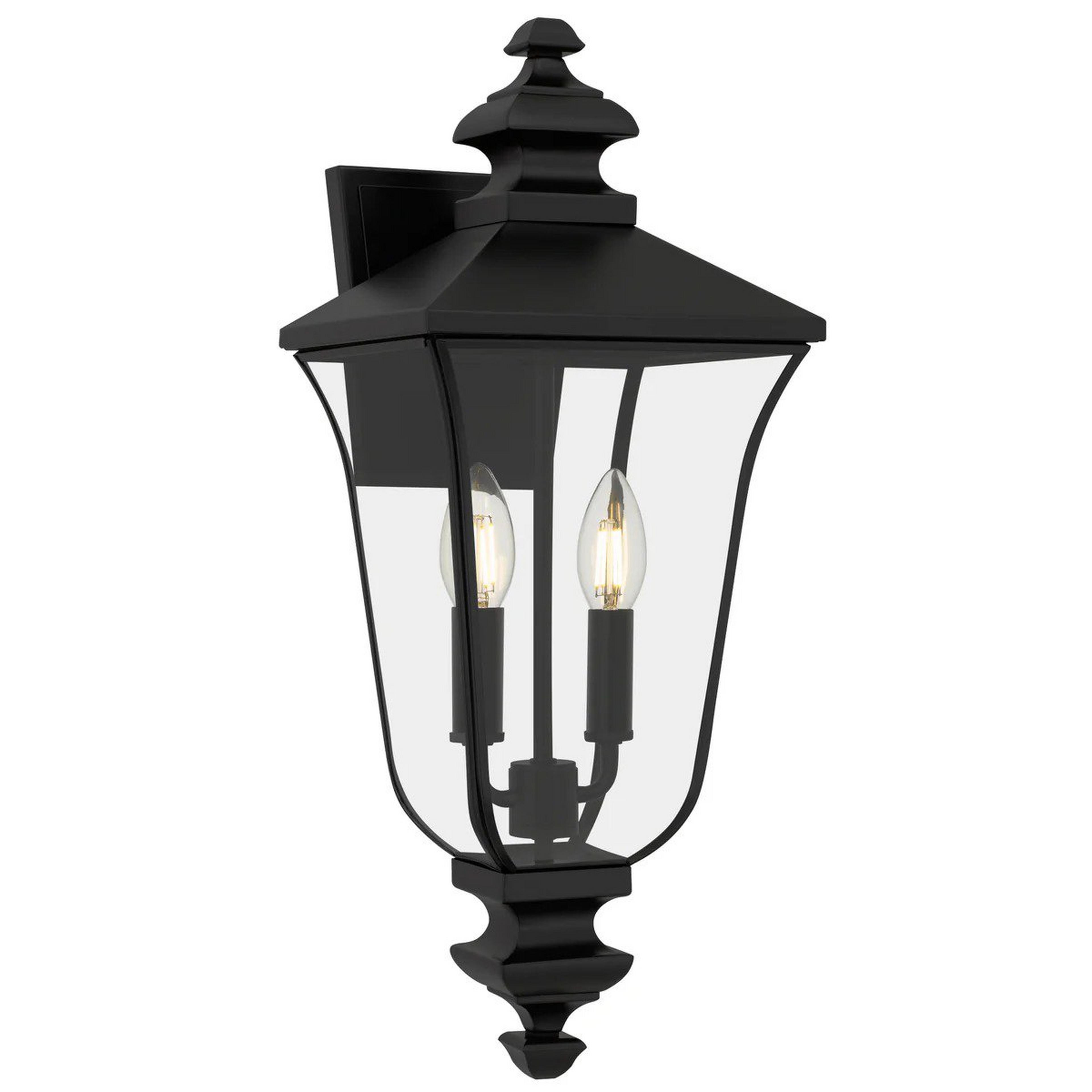 A Fenwick Outdoor Sconce - Small with Black / Clear Glass color