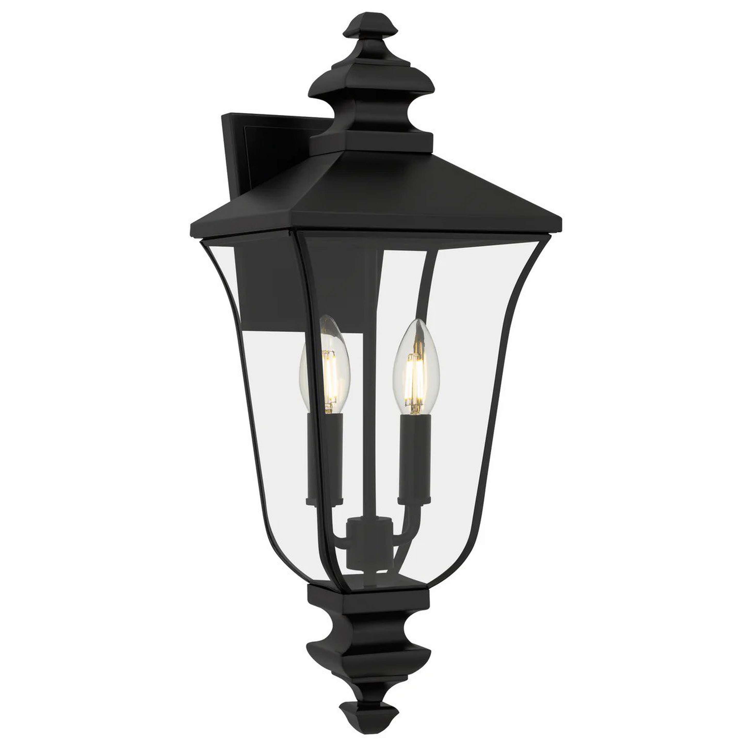 A Fenwick Outdoor Sconce - Small with Black / Clear Glass color