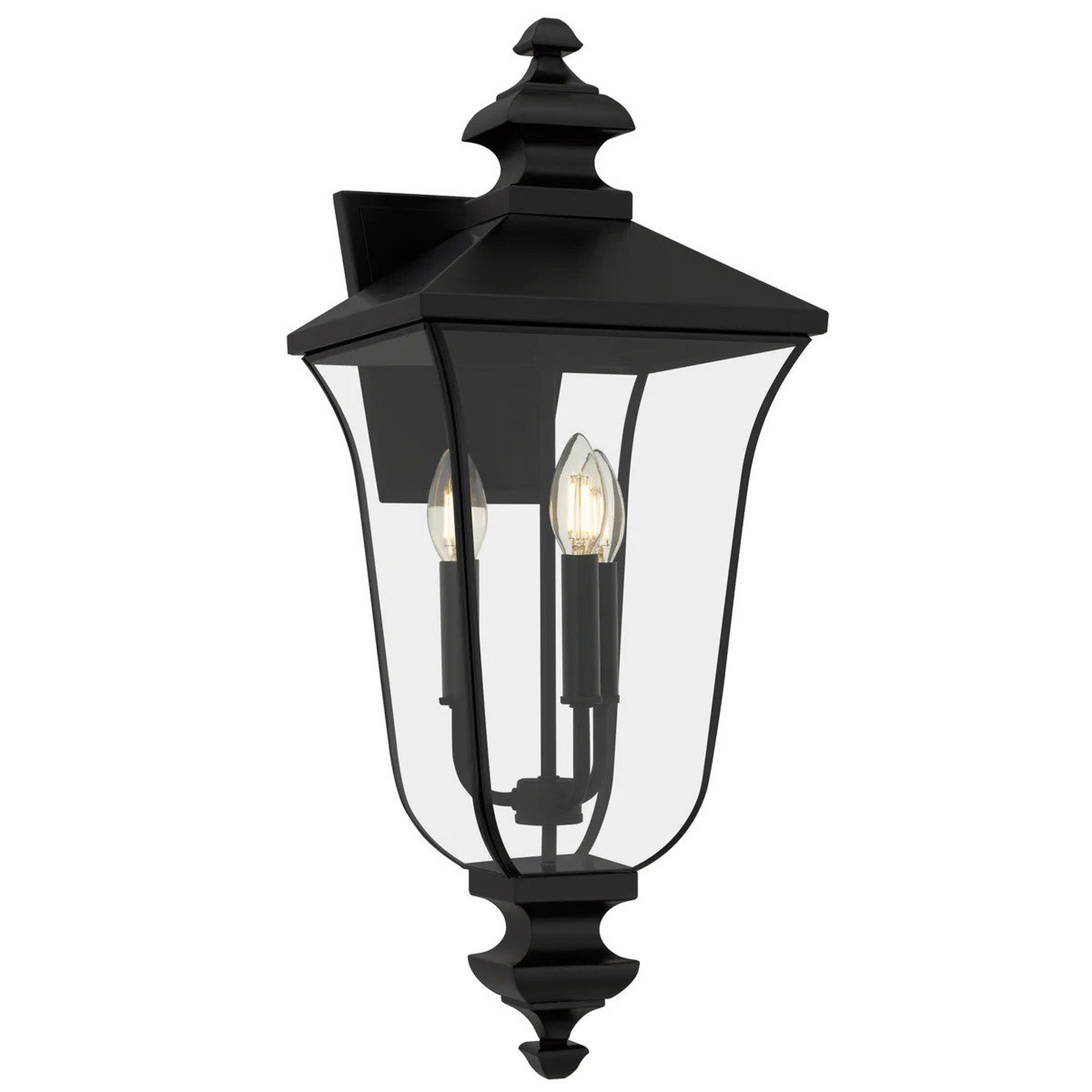 A Fenwick Outdoor Sconce - Large with Black / Clear Glass color