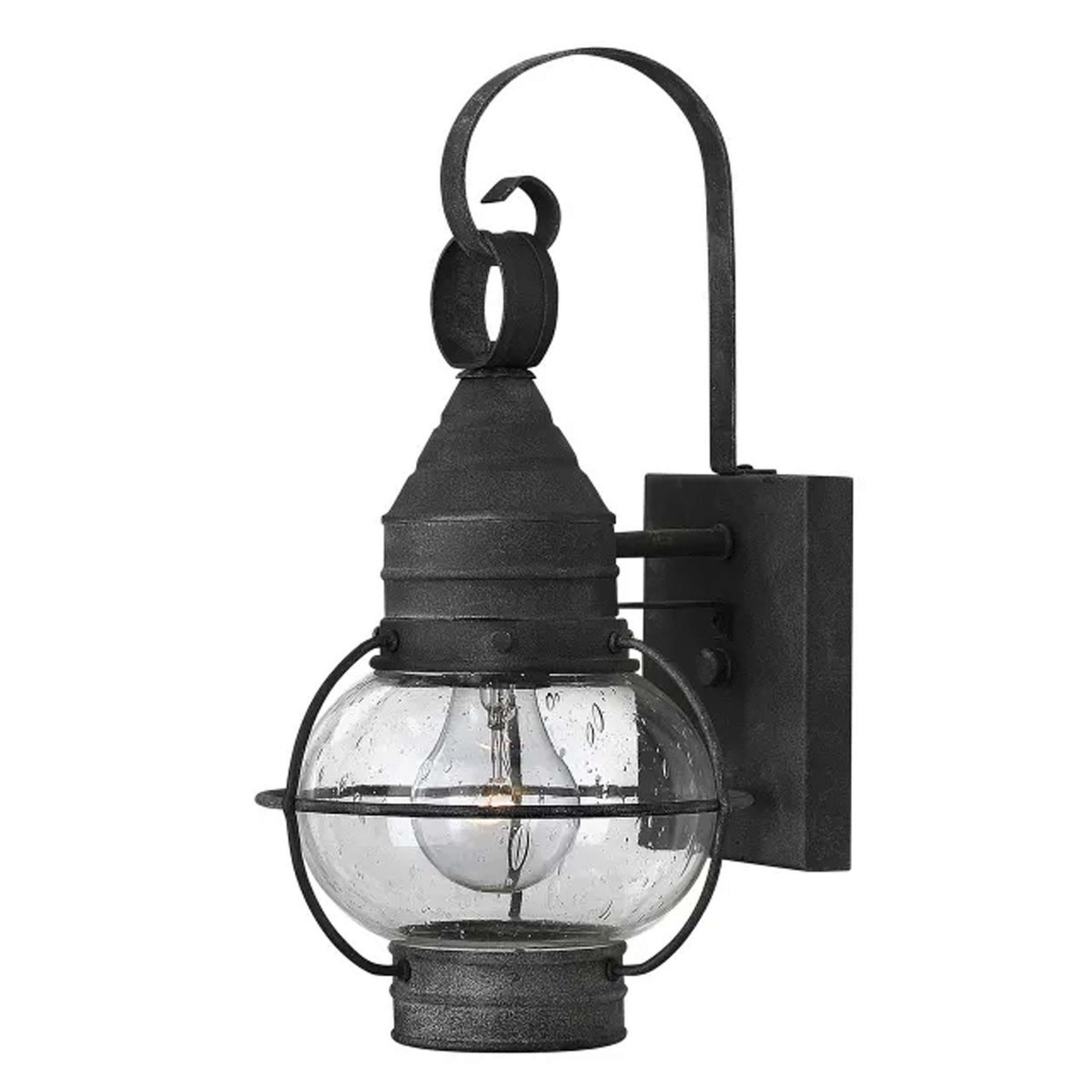 A Edisto Outdoor Sconce - Small with Aged Zinc / Clear Seeded Glass color