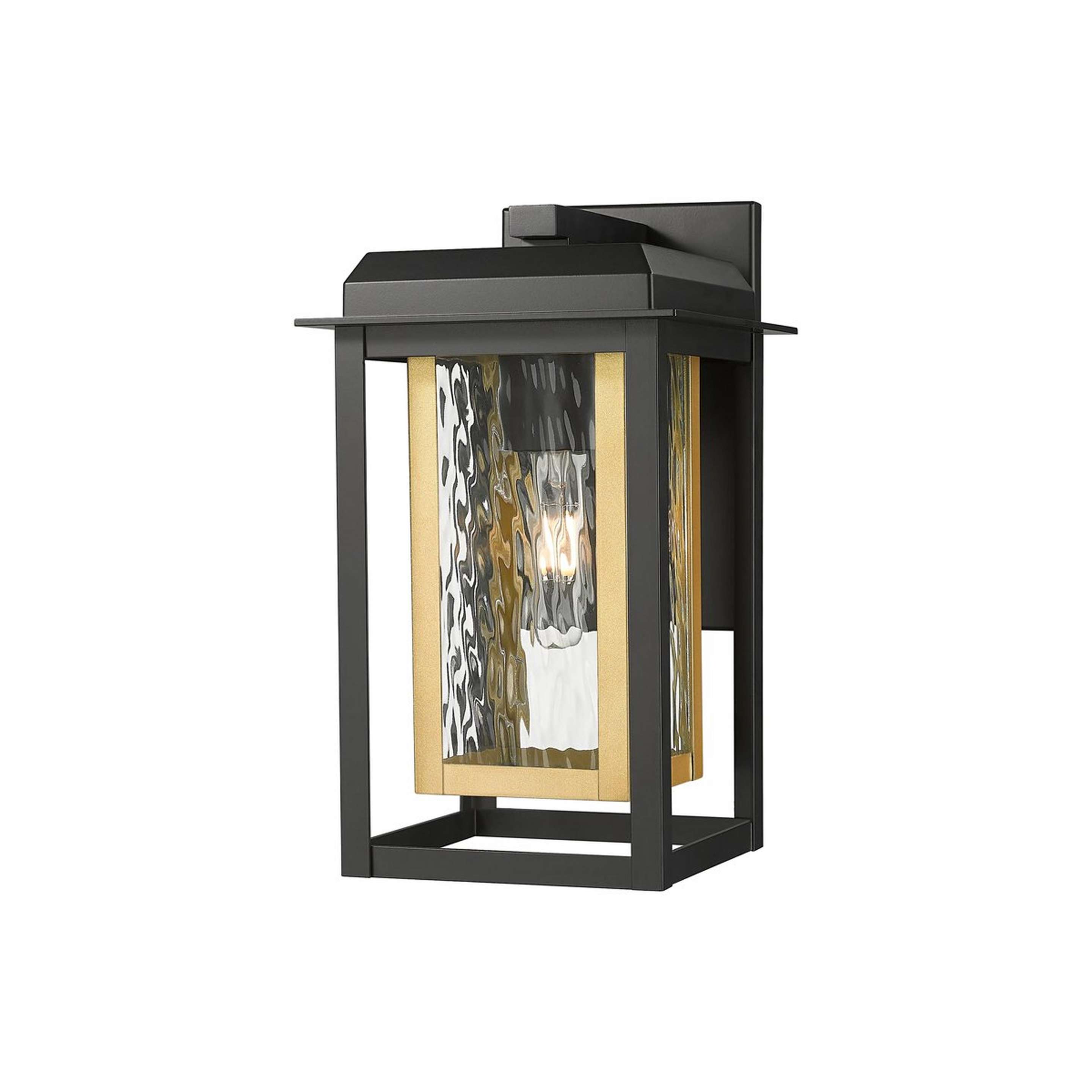 A Essington Outdoor Sconce - Small with Black / Gold / Water Glass color