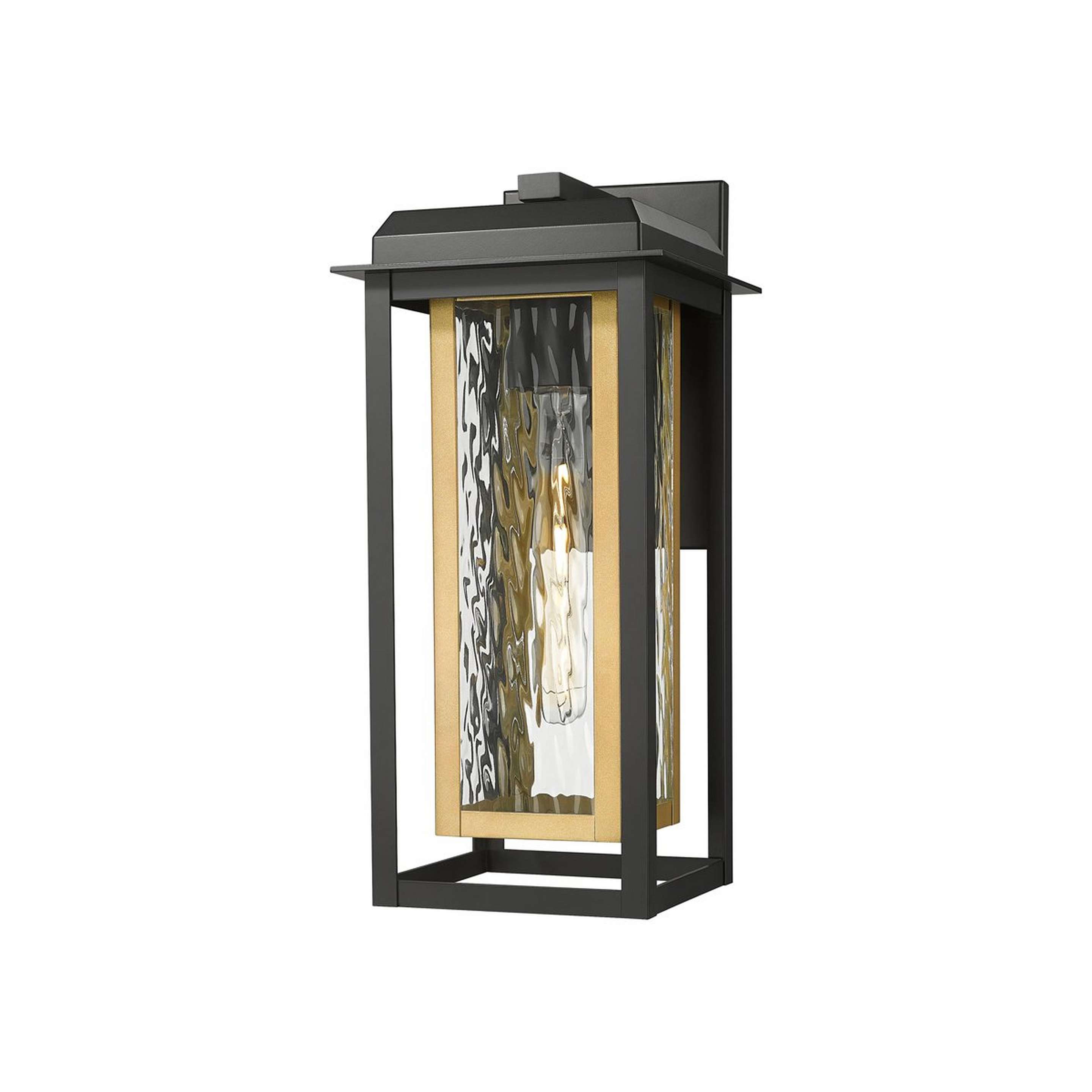 A Essington Outdoor Sconce - Large with Black / Gold / Water Glass color