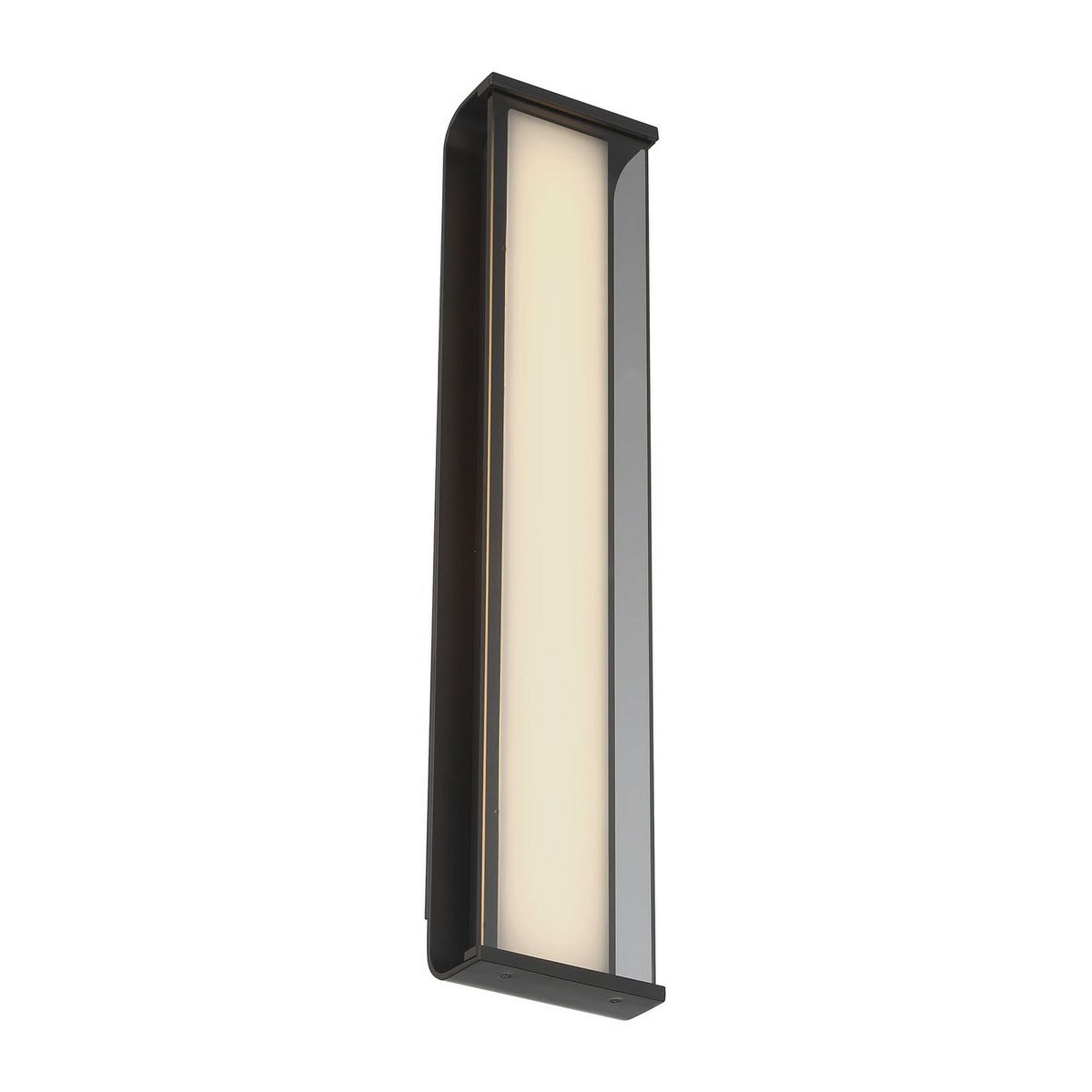 A Traversal LED Outdoor Sconce with Matte Black / Smoked Glass color