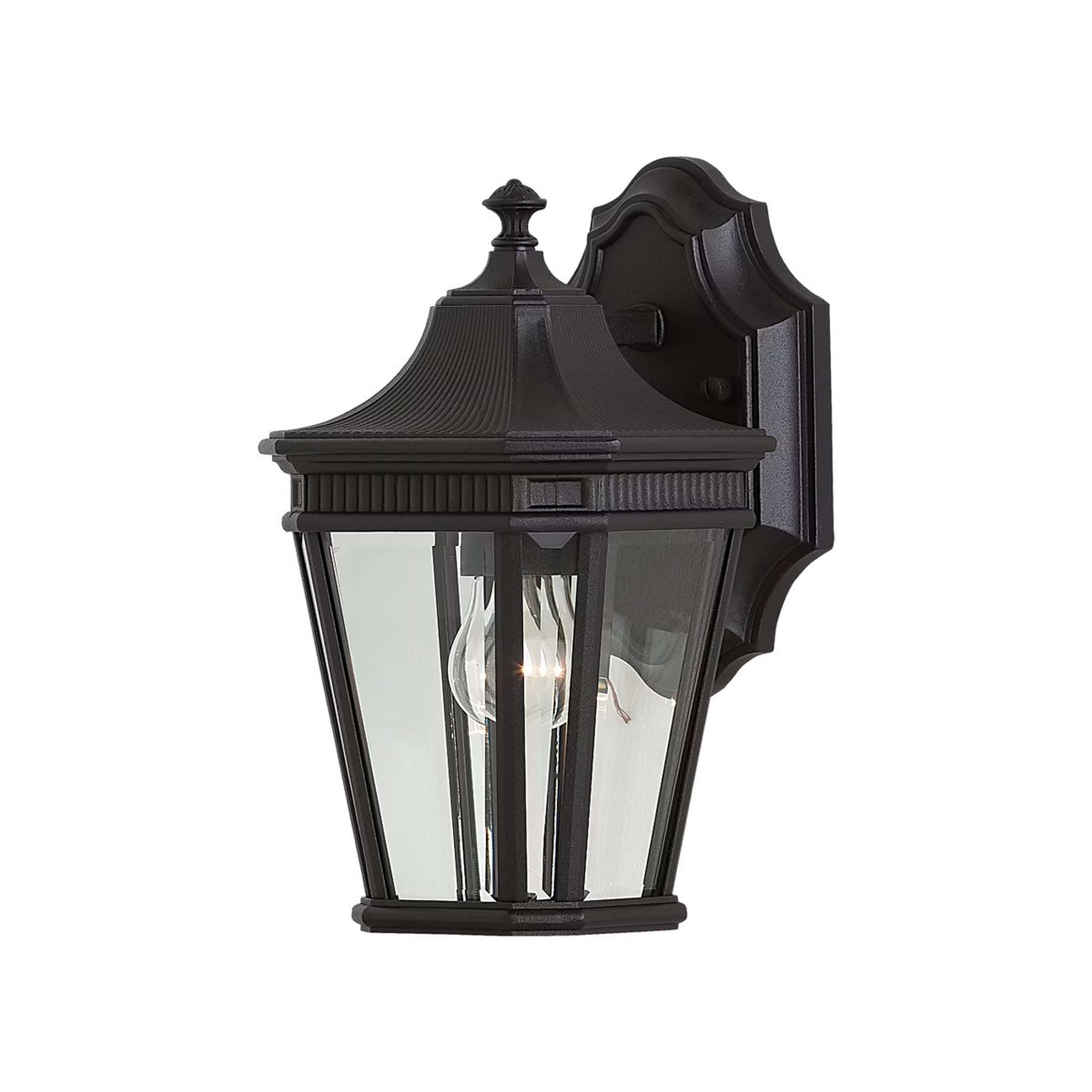 A Fluted Trim Outdoor Sconce - Extra Small with Black color