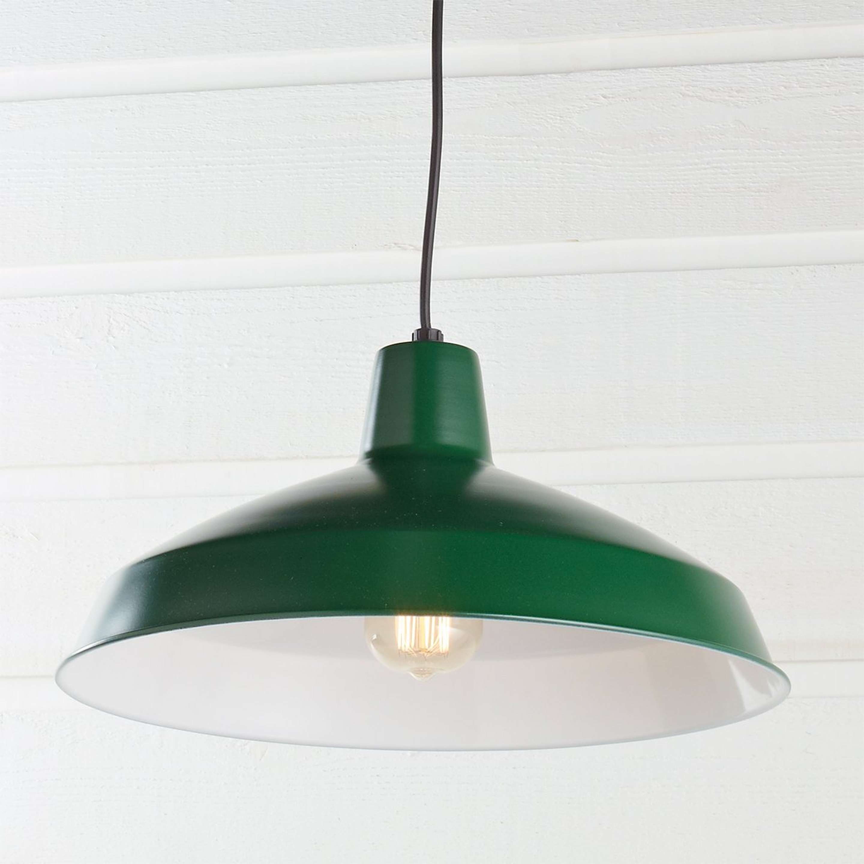 A Warehouse Loft Shade Pendant with Green / Black / White color