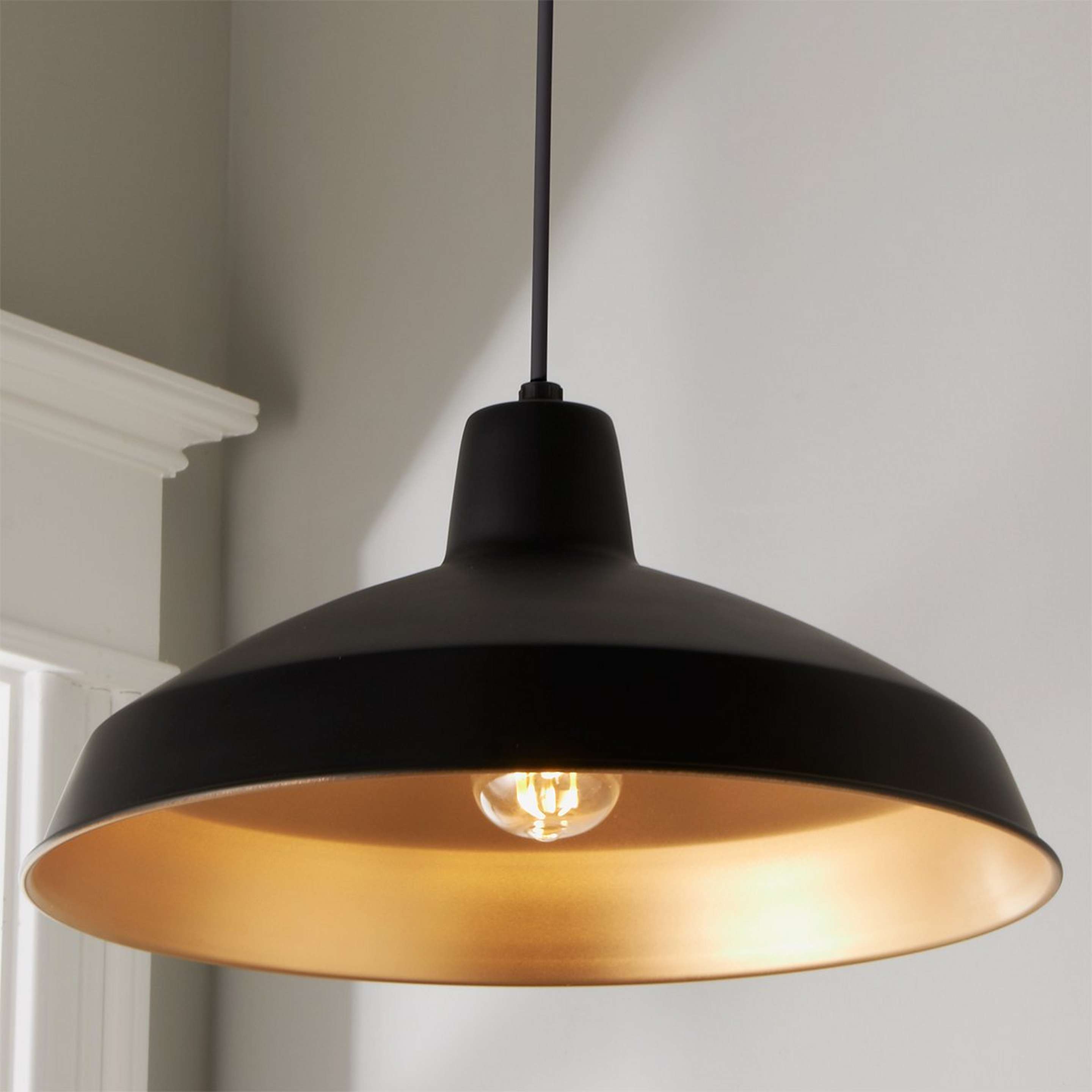 A Colorful Warehouse Loft Shade Pendant with Matte Black / Matte Gold color