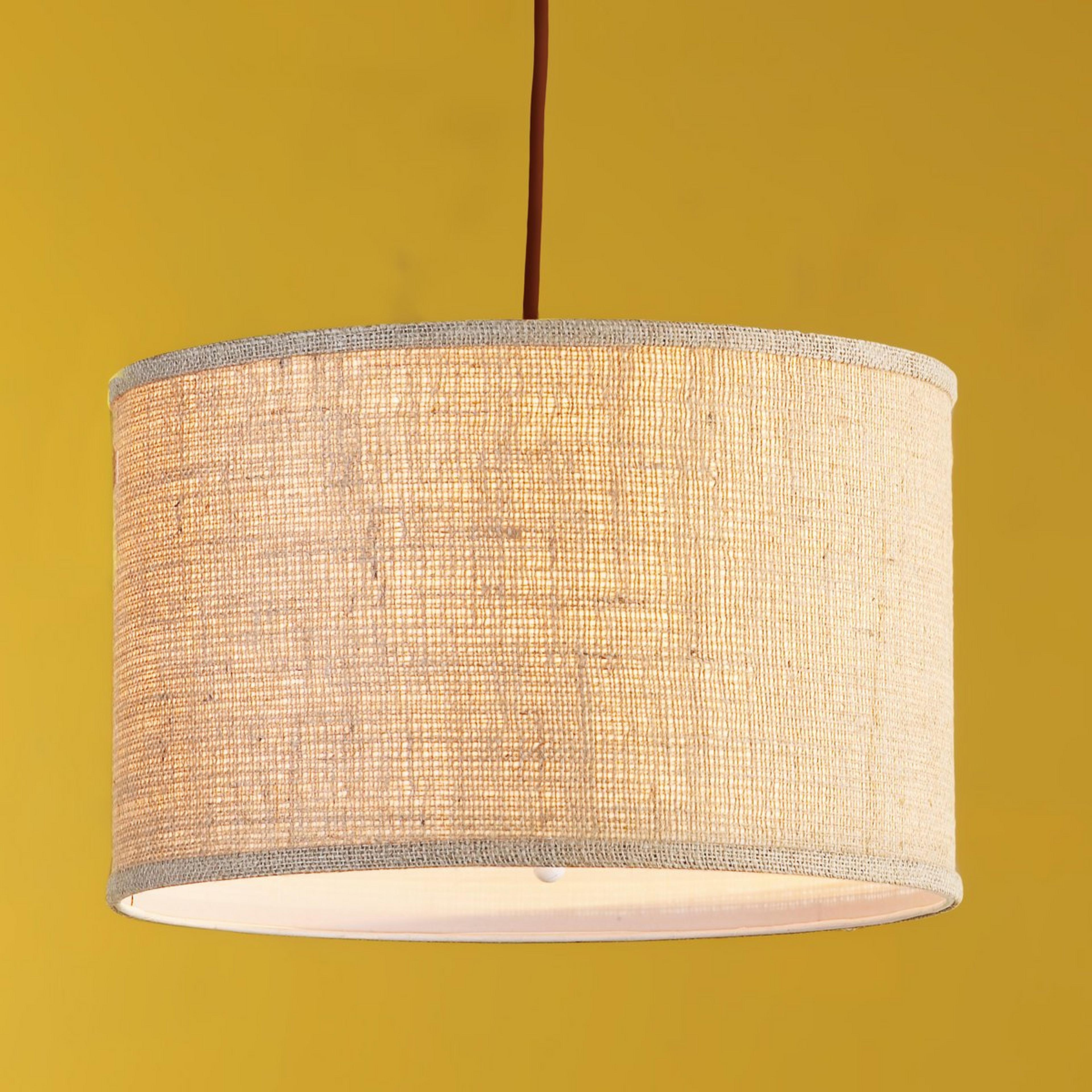 A 16" Burlap Drum Shade Pendant with Cream Burlap color