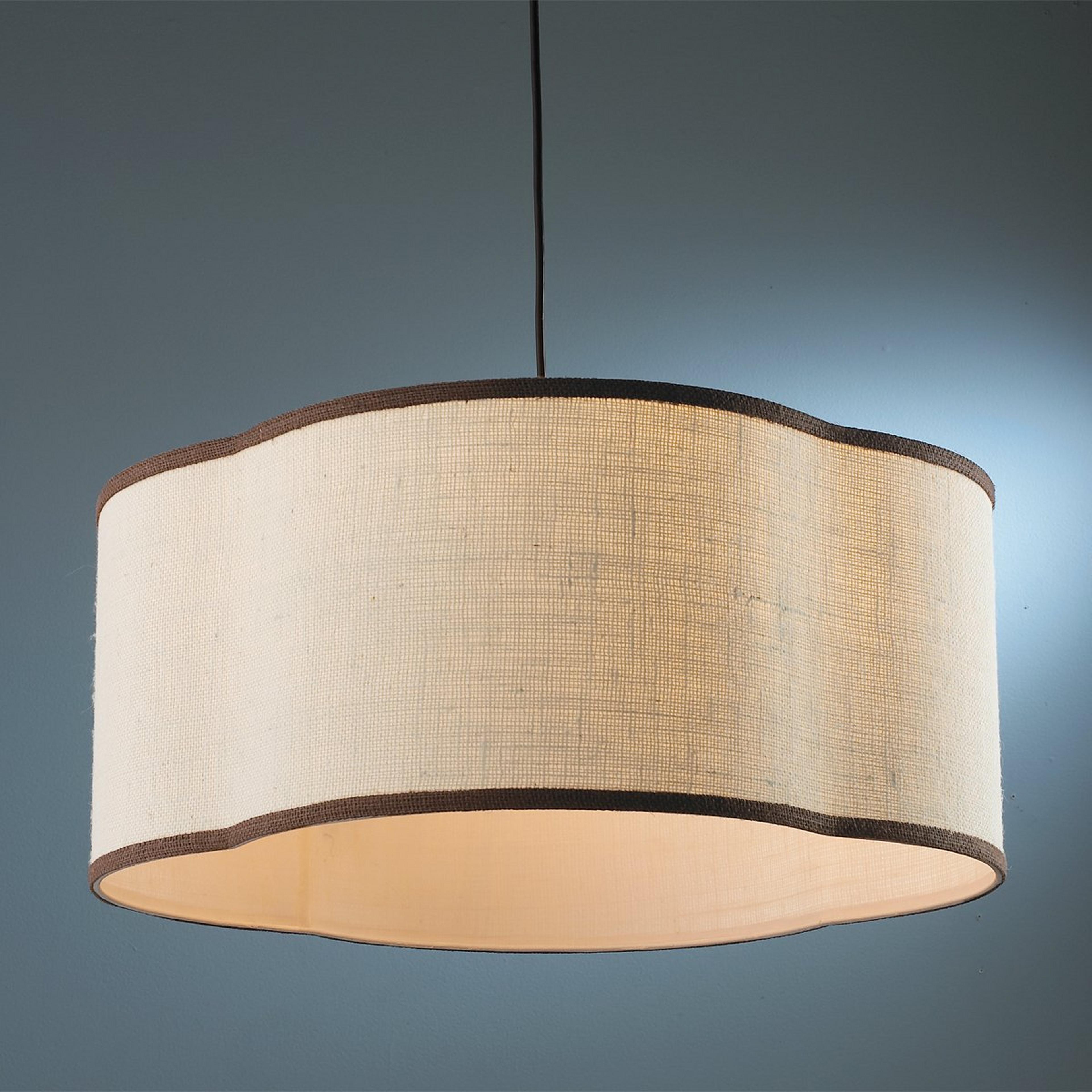 A 24" Quatrefoil Shade Pendant with Cream Burlap / Chocolate Trim color