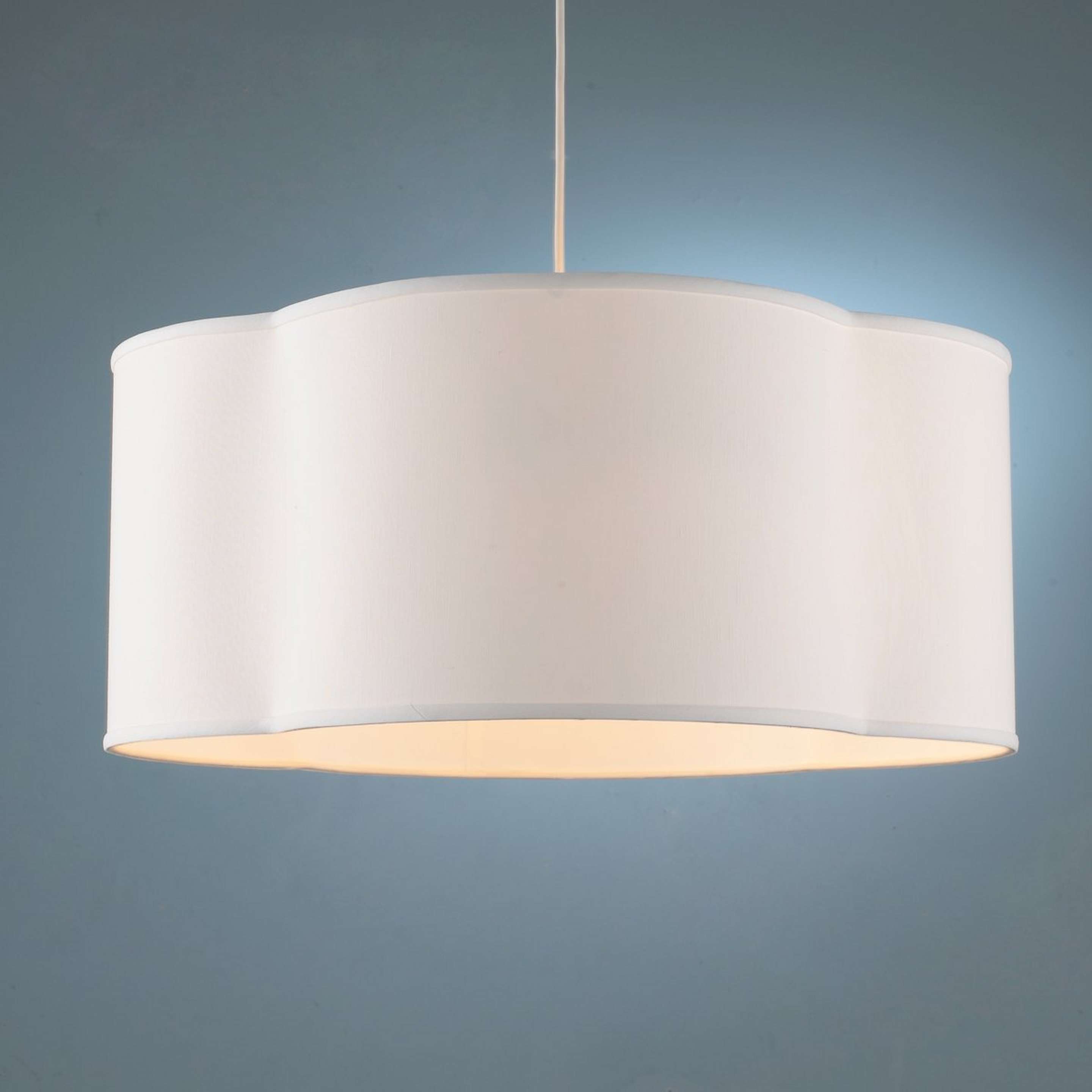 A 24" Quatrefoil Shade Pendant with White Linen color