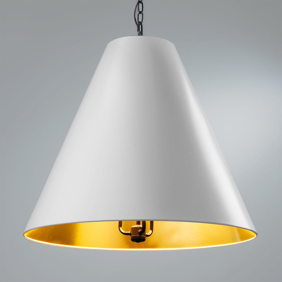 Aged Brass / White / Gold Oversized Cone Paper Shade Pendant