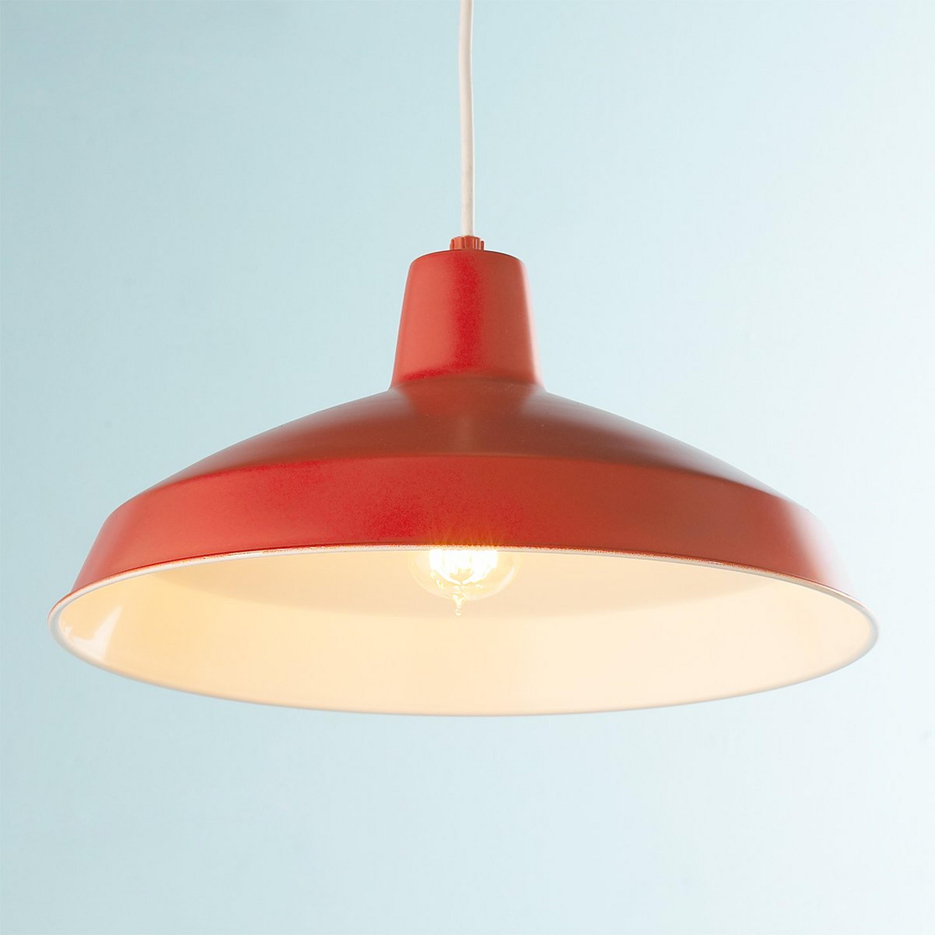 A Young House Love Farmhouse Pendant with Tangerine Red / White color