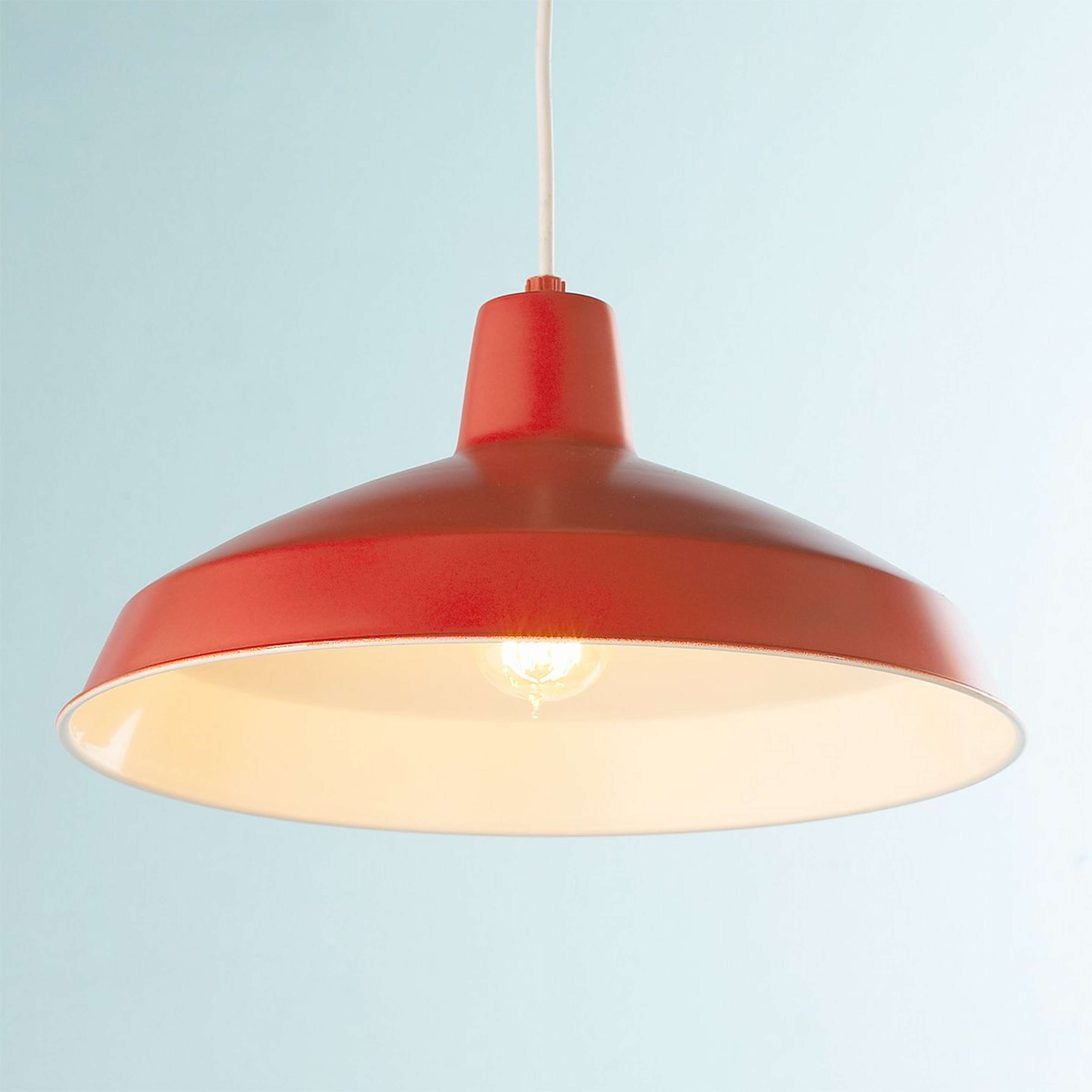 A Young House Love Farmhouse Pendant with Tangerine Red / White color