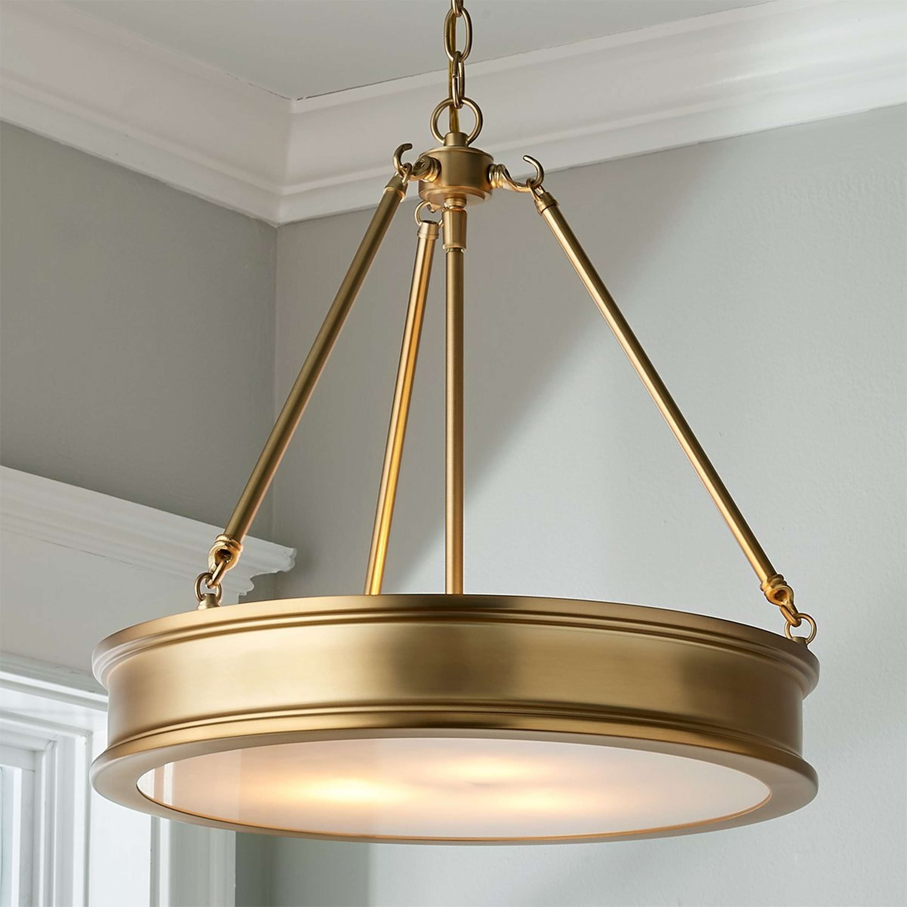 A Traditional Urban Pendant with Antique Gold / White Glass color