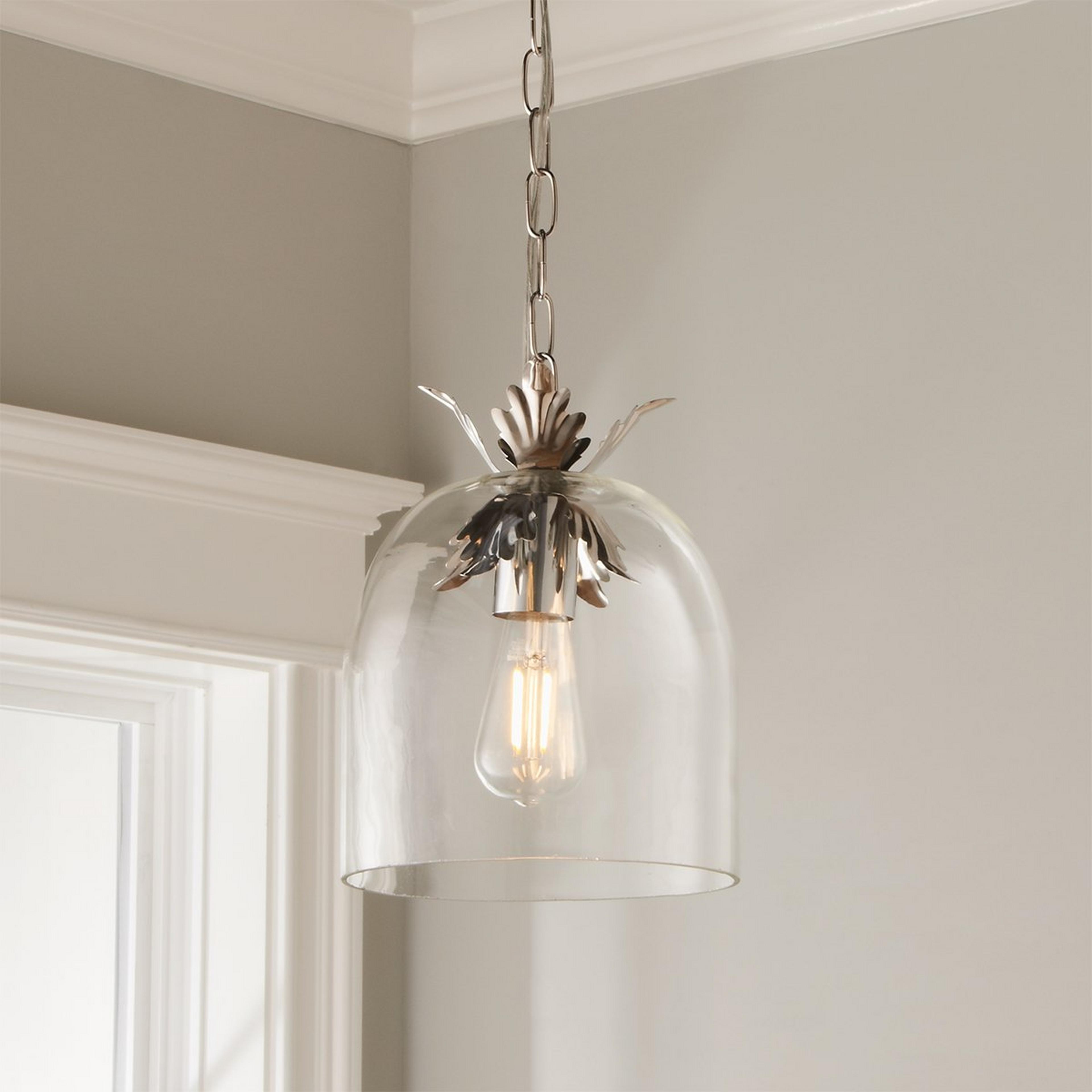 A Acanthus Leaf Dome Pendant Light with Chrome color
