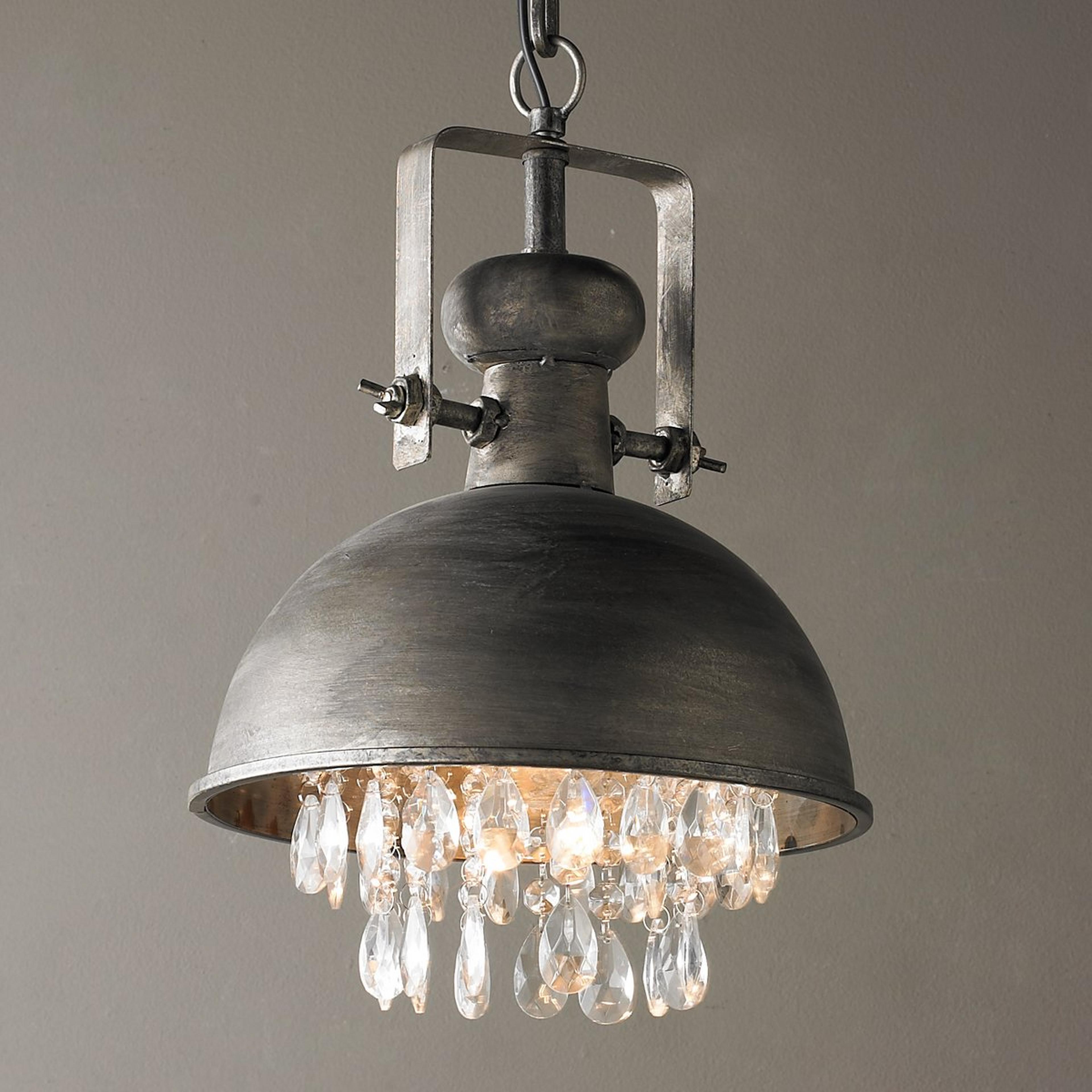 A Industrial Pendant with Acrylic Gems with Aged Steel color