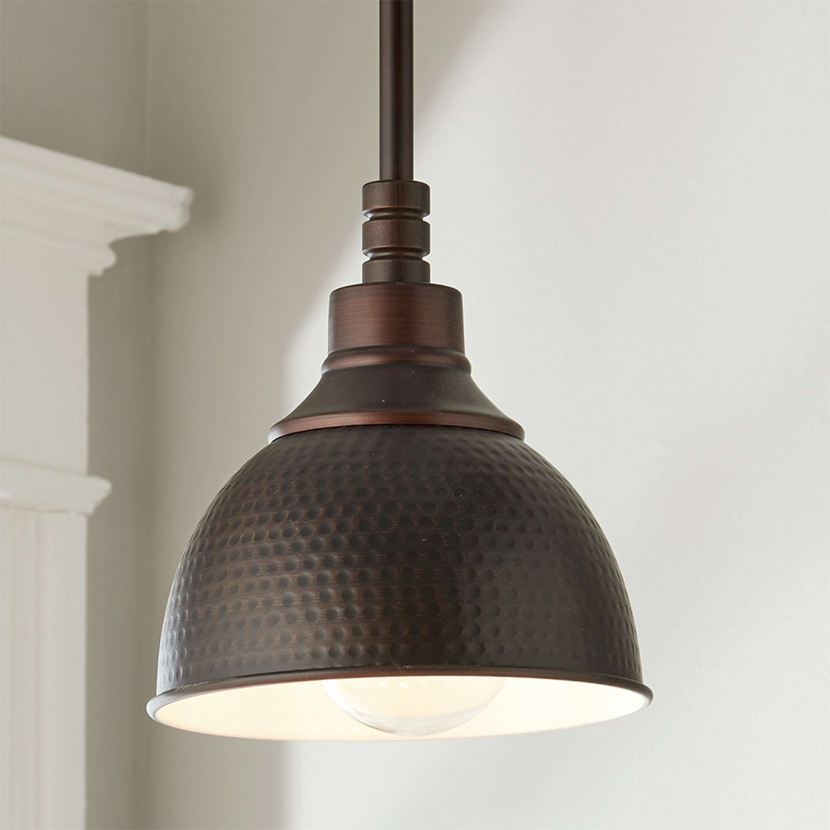 A Hammered Metal Pendant Light - Small with Aged Bronze color