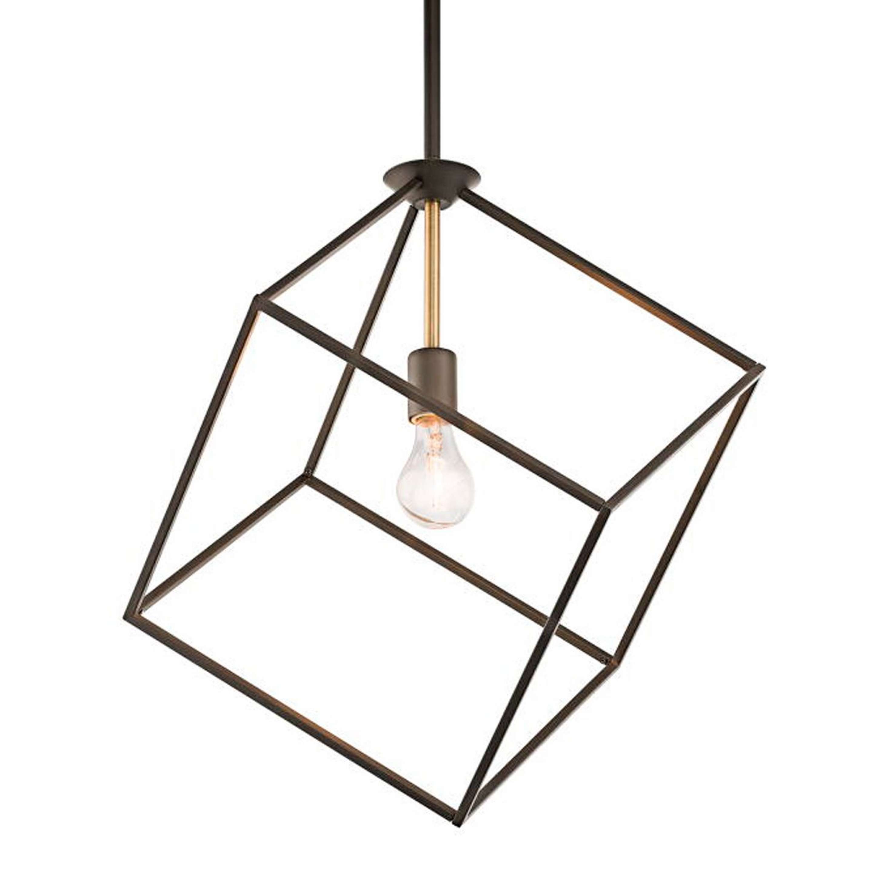 A Be Squared Modern Pendant with Bronze / Brass color