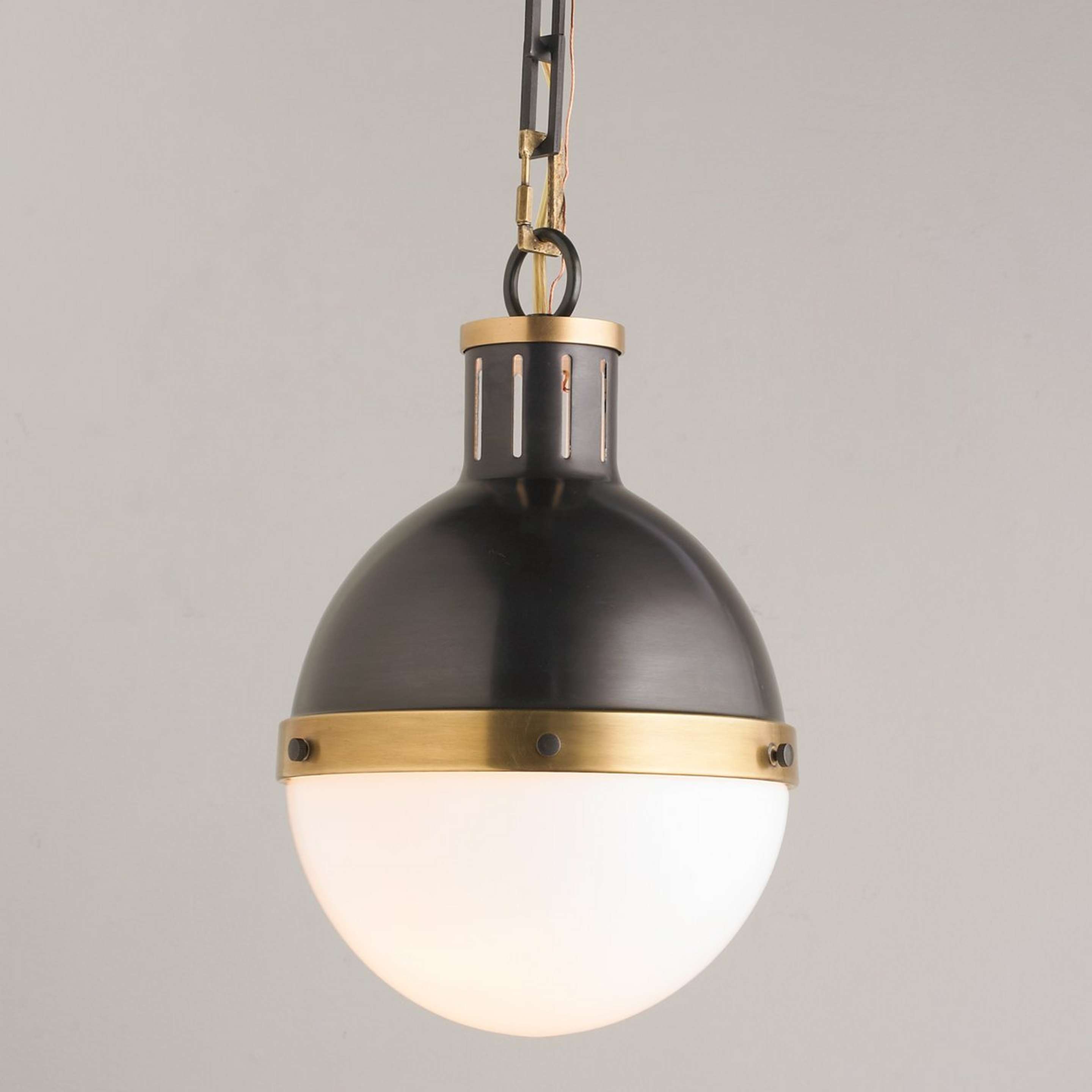 A Iconic Classic Globe Pendant - Small with Antique Brass / Bronze / White color
