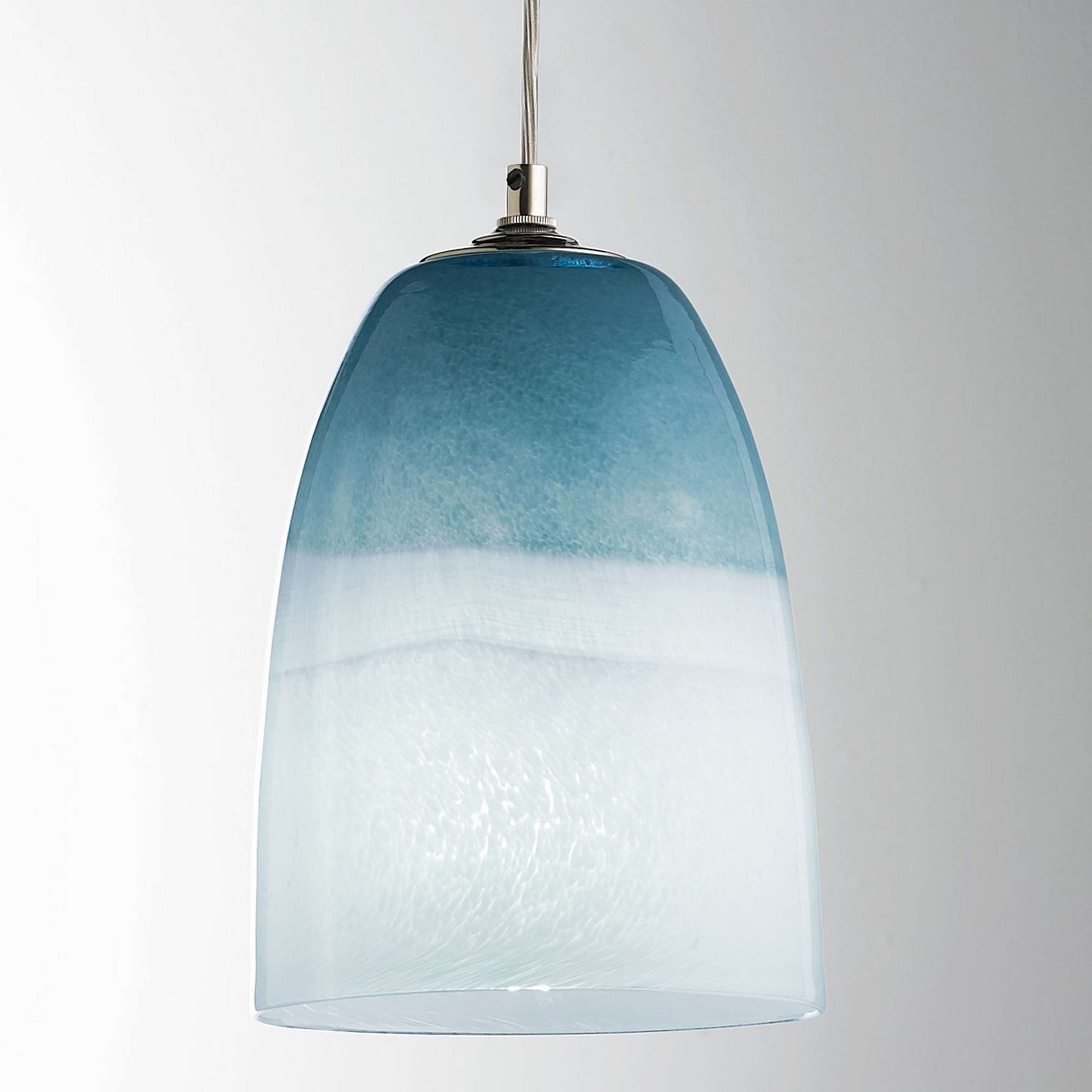 A Strata Sky Glass Pendant Light with Chrome / Turquoise / White color