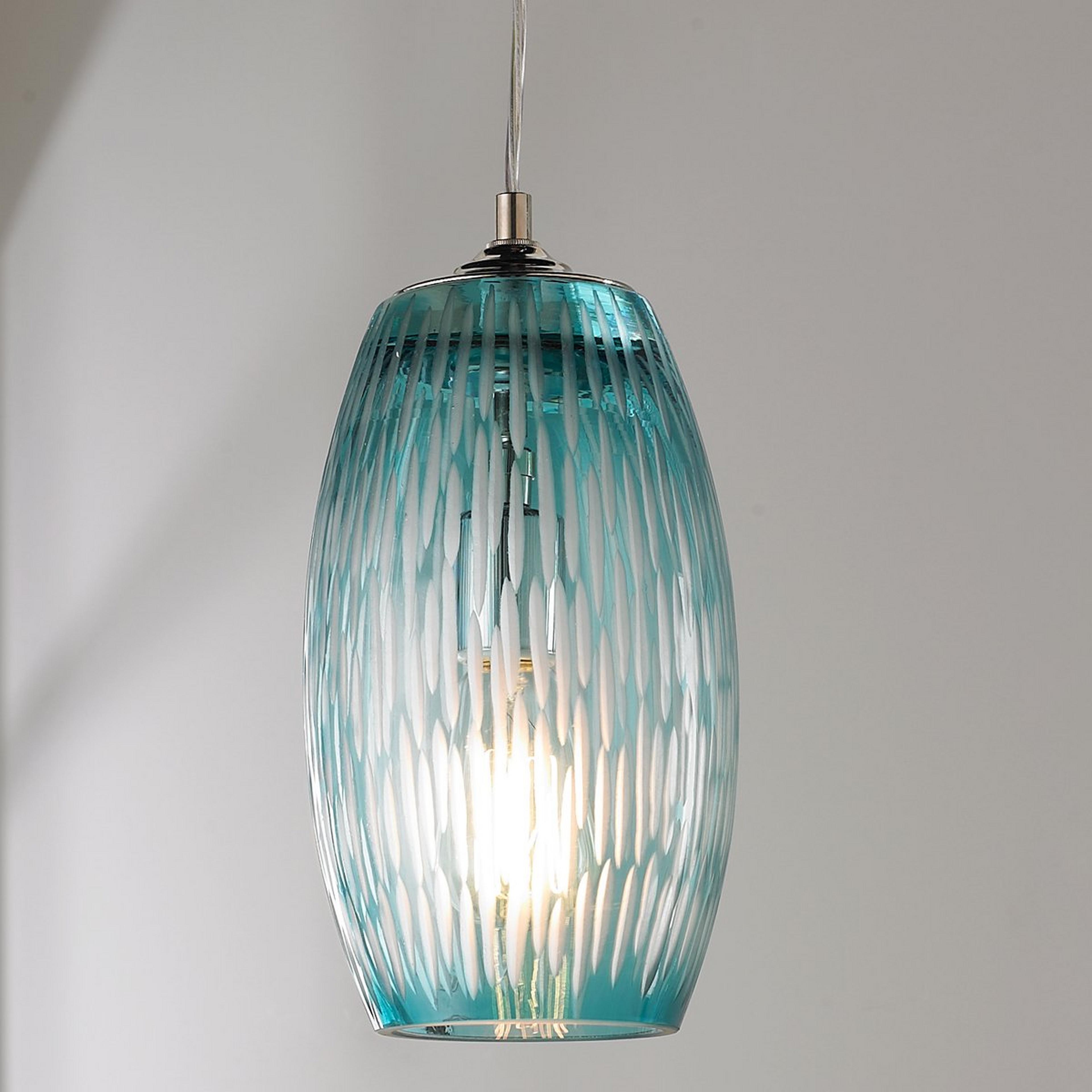 A Etched Lines Glass Pendant Light with Black / Clear  color