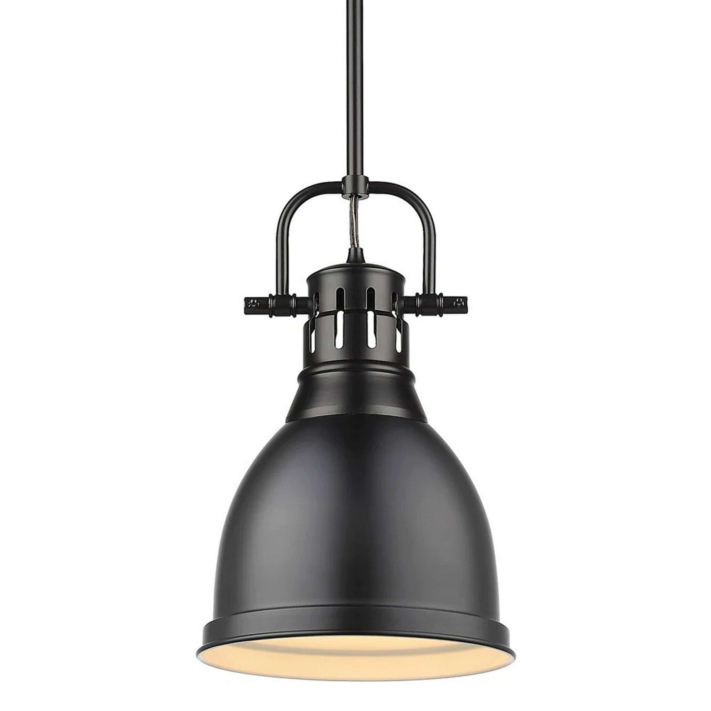 A Classic Dome Shade Pendant Light with Rod - Small with Matte Black color