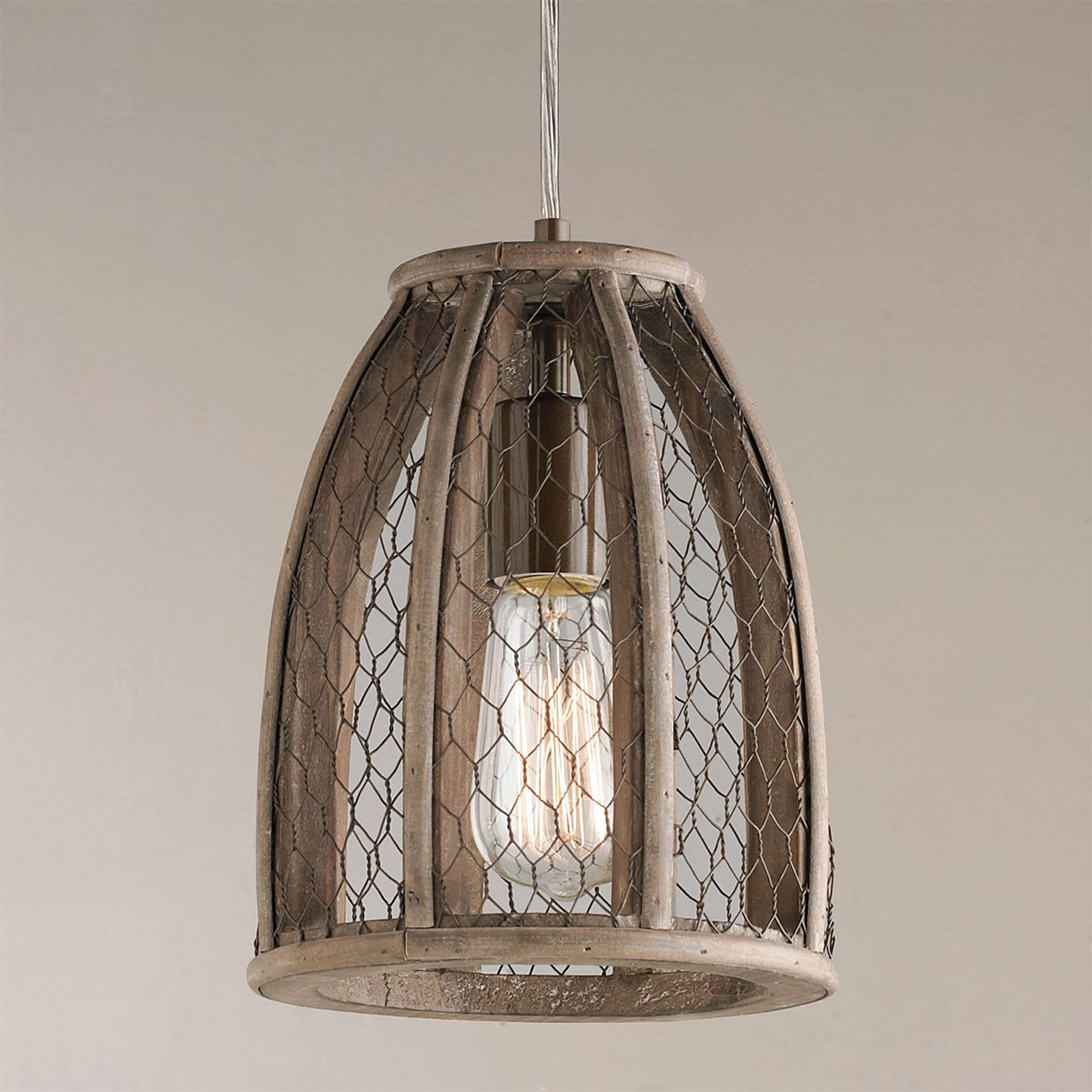 A Chicken Wire Pendant - Small with Natural color